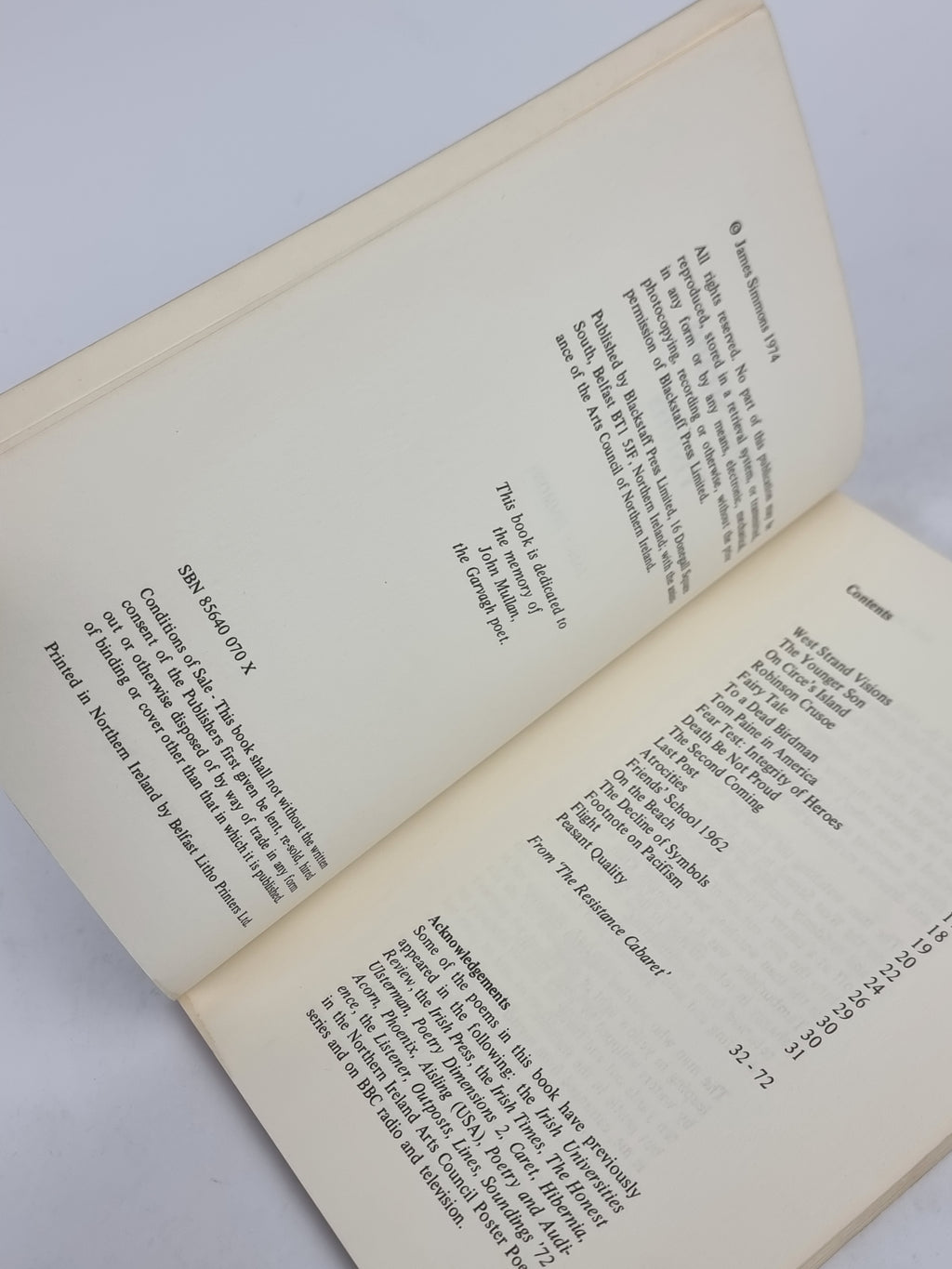 West Strand Visions, James Simmons — 1st Edition