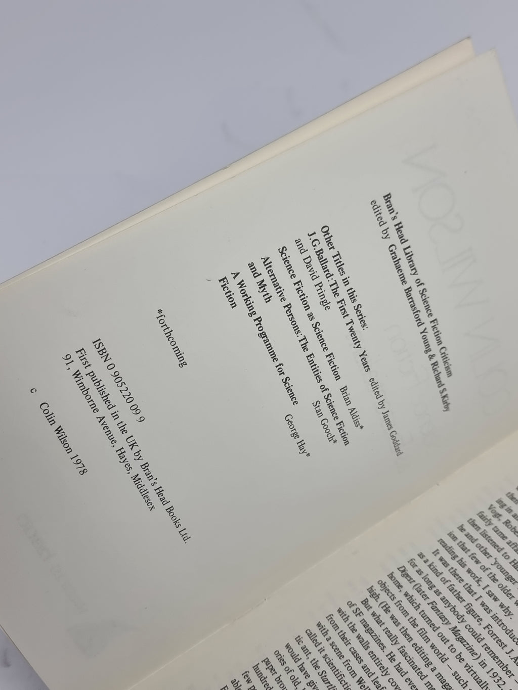 Science Fiction as Existentialism, Colin Wilson — 1st Edition
