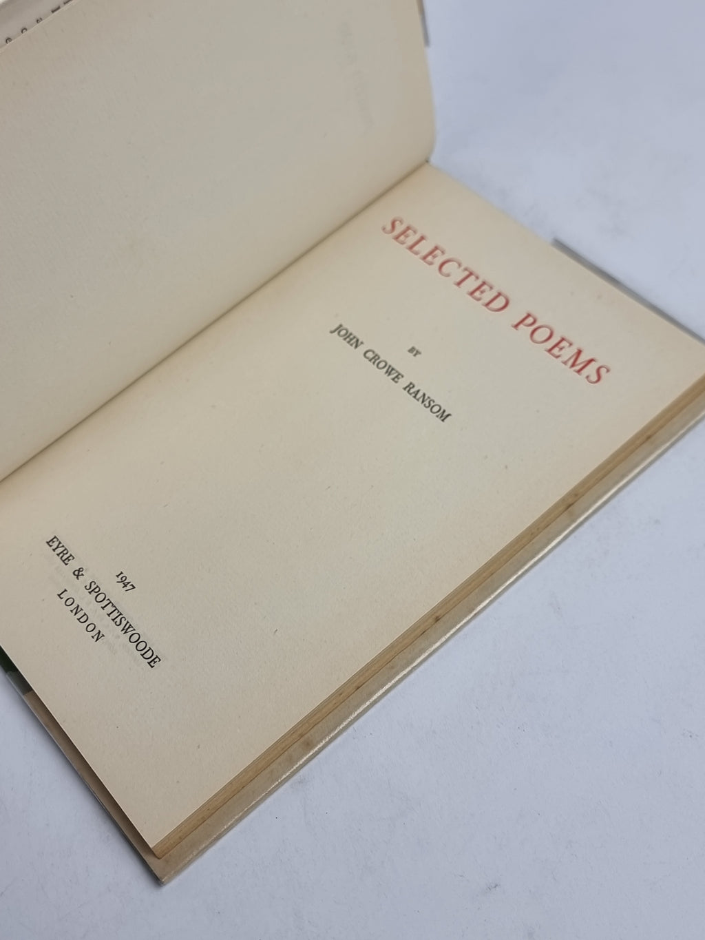 Selected Poems, John Crowe Ransom — 1st English Edition