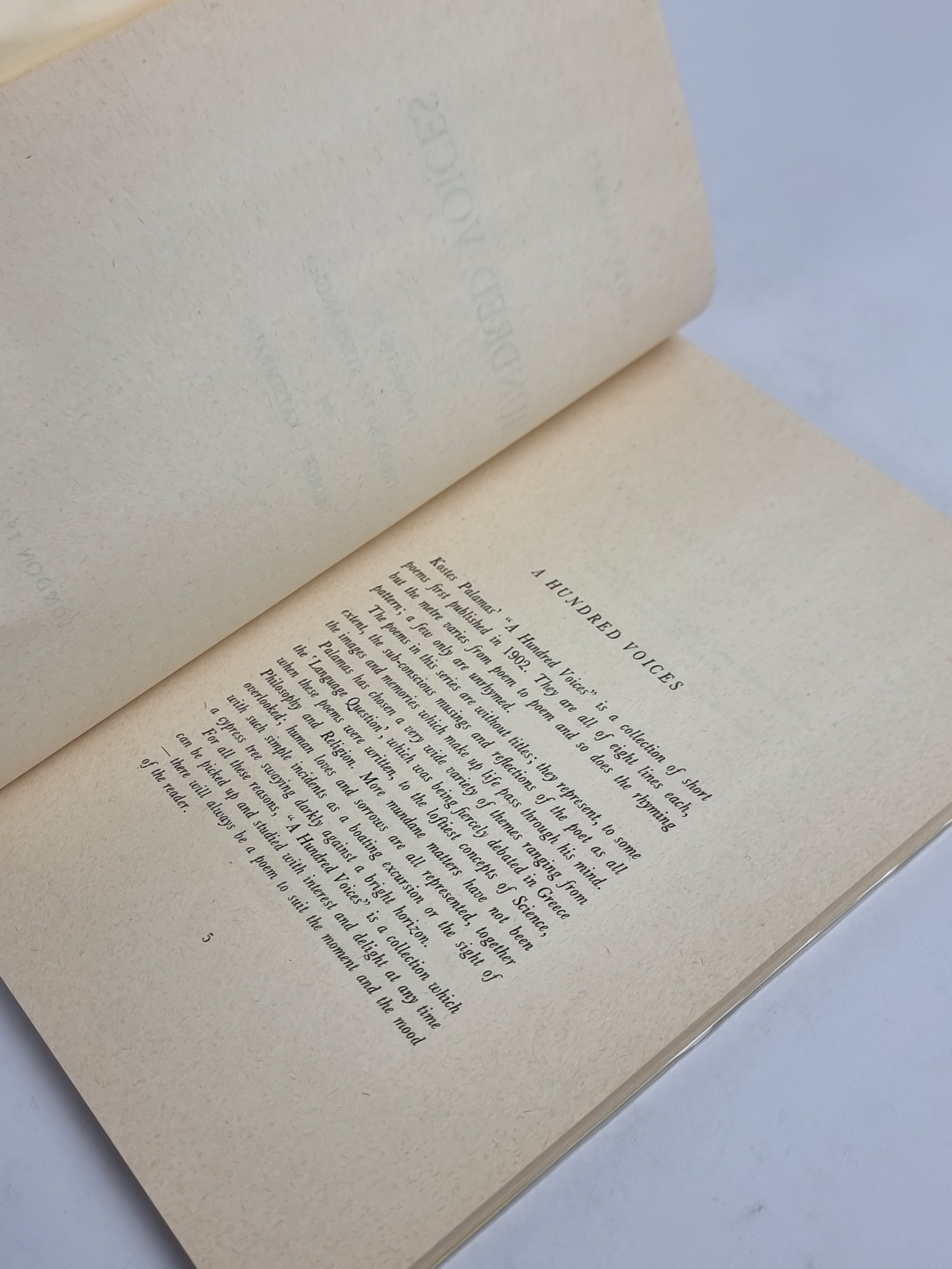 A Hundred Voices, Kostes Palamas — 1st Edition Thus