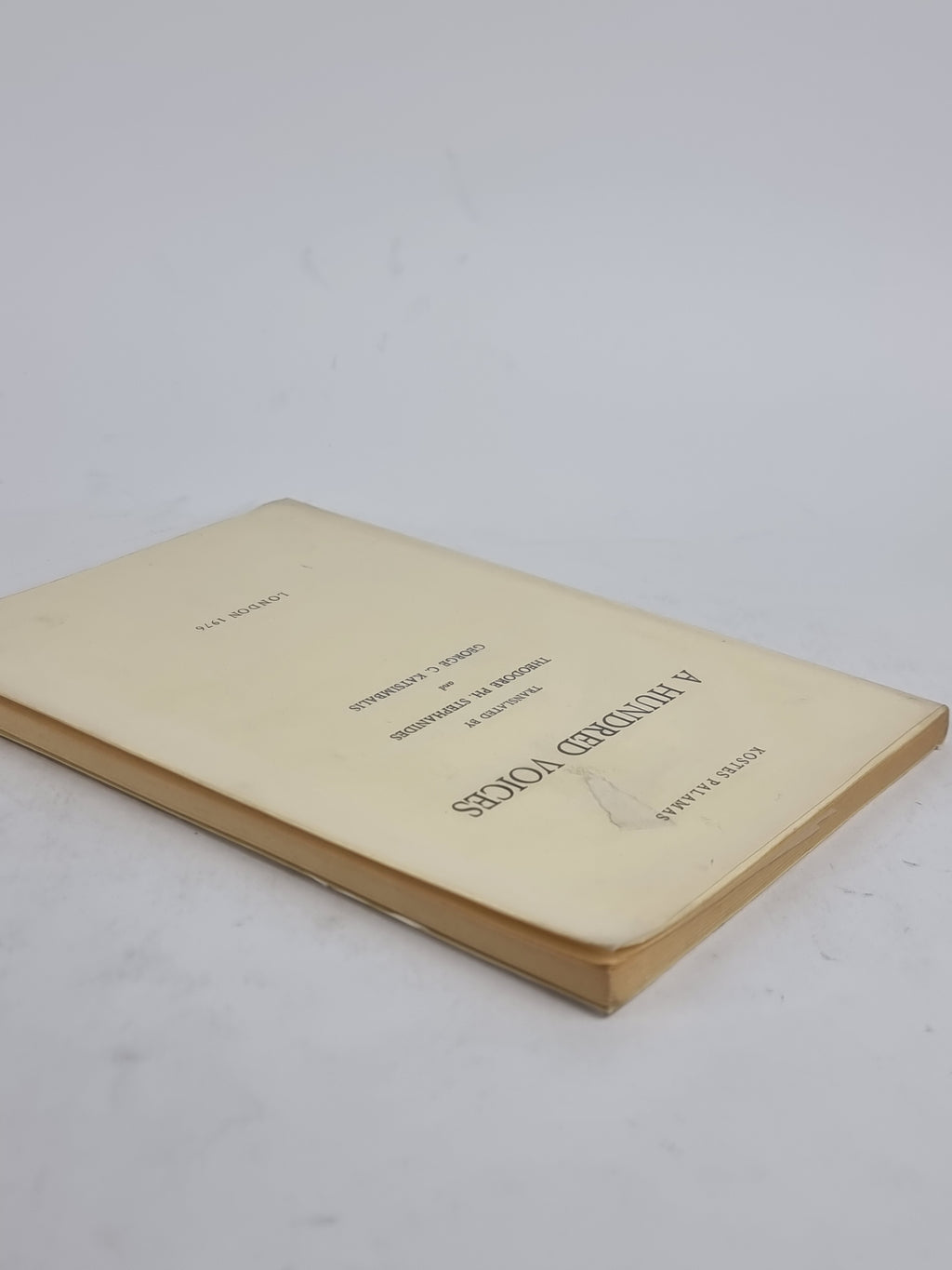A Hundred Voices, Kostes Palamas — 1st Edition Thus