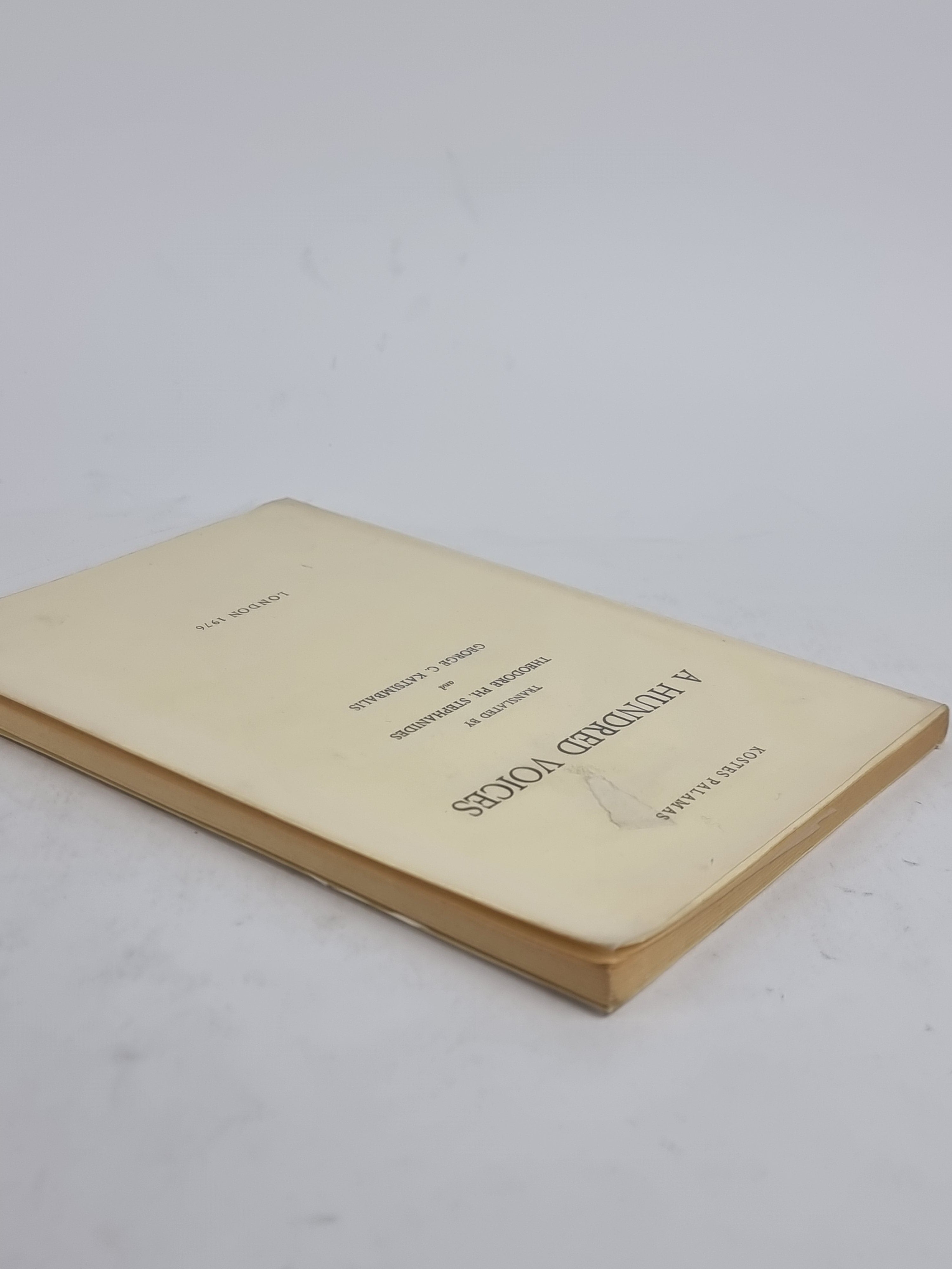 A Hundred Voices, Kostes Palamas — 1st Edition Thus