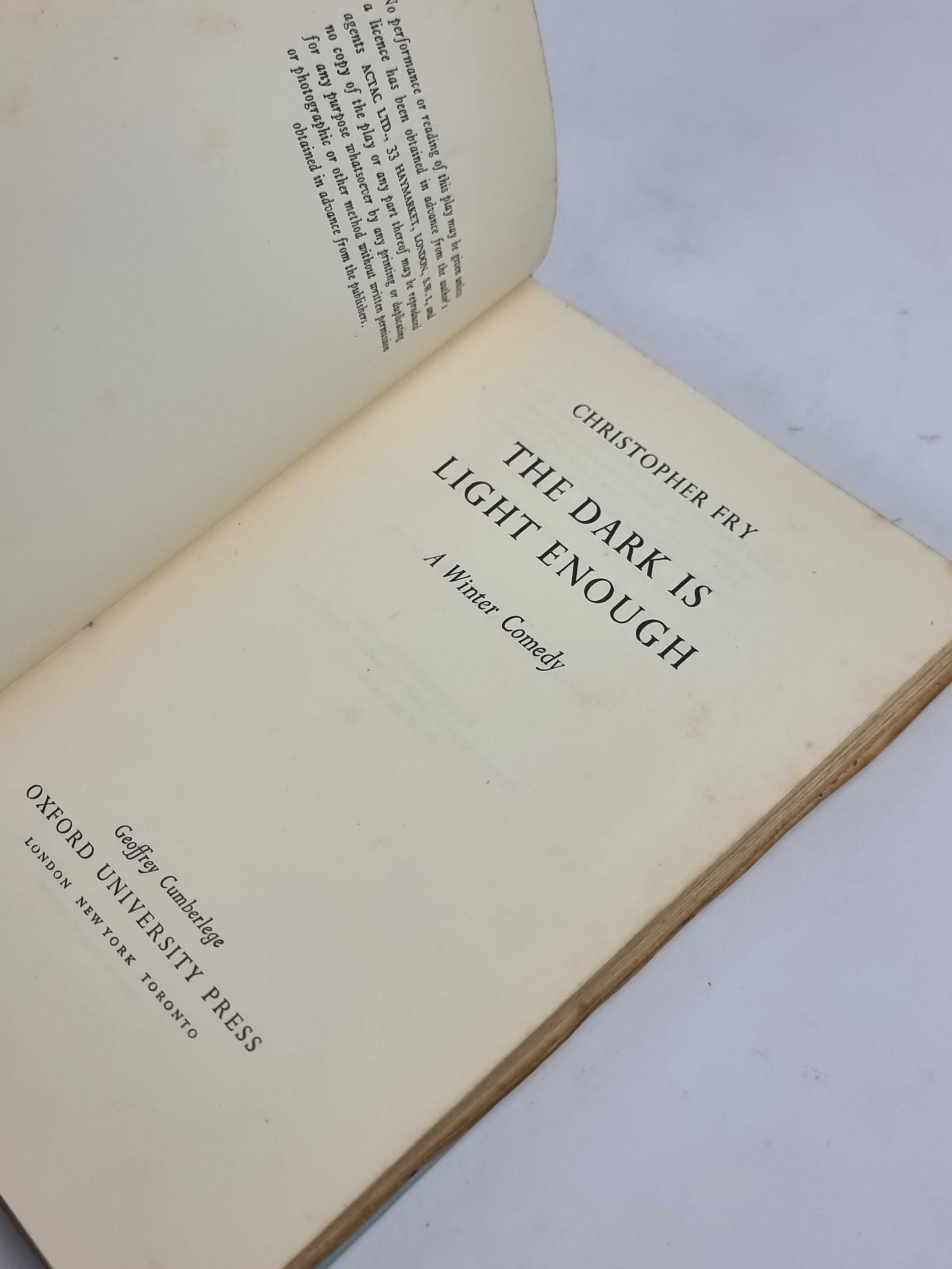 The Dark is Light Enough: A Winter Comedy, Christopher Fry — 3rd Impression