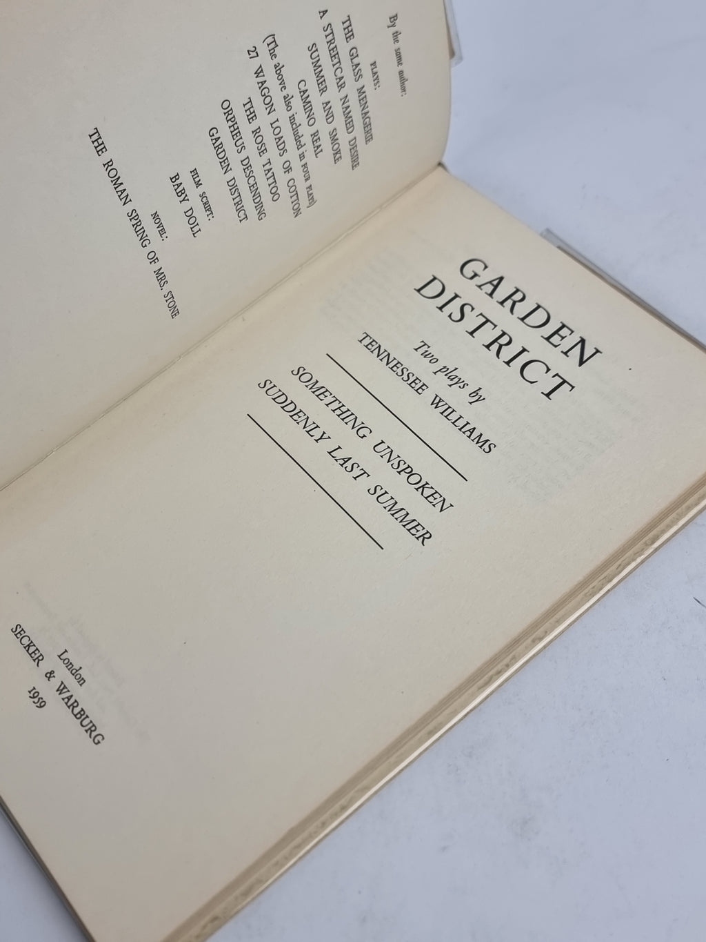 Garden District: Something Unspoken and Suddenly Last Summer, Tennessee Williams