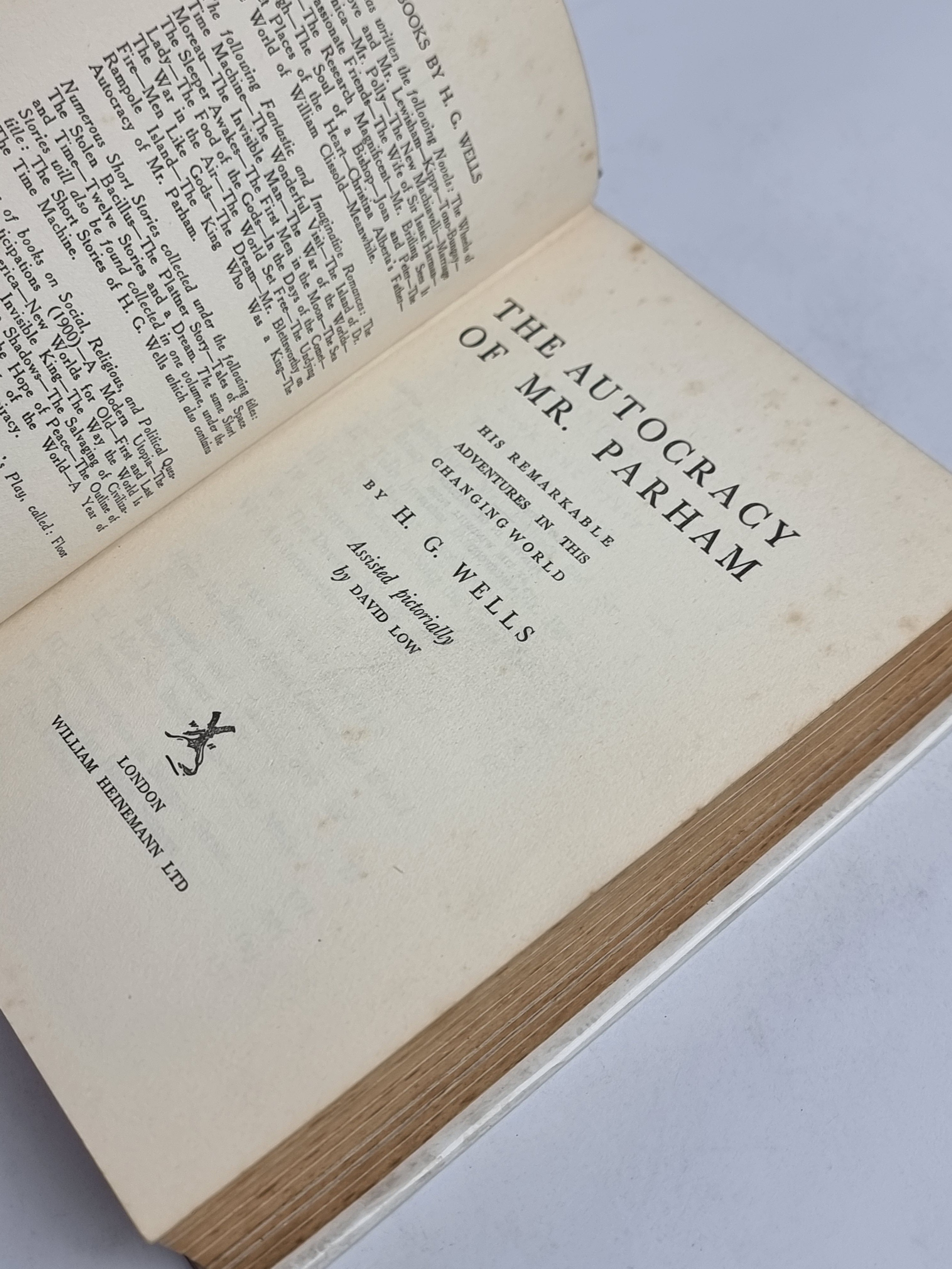 The Autocracy of Mr. Parham, H. G. Wells — 1st Edition