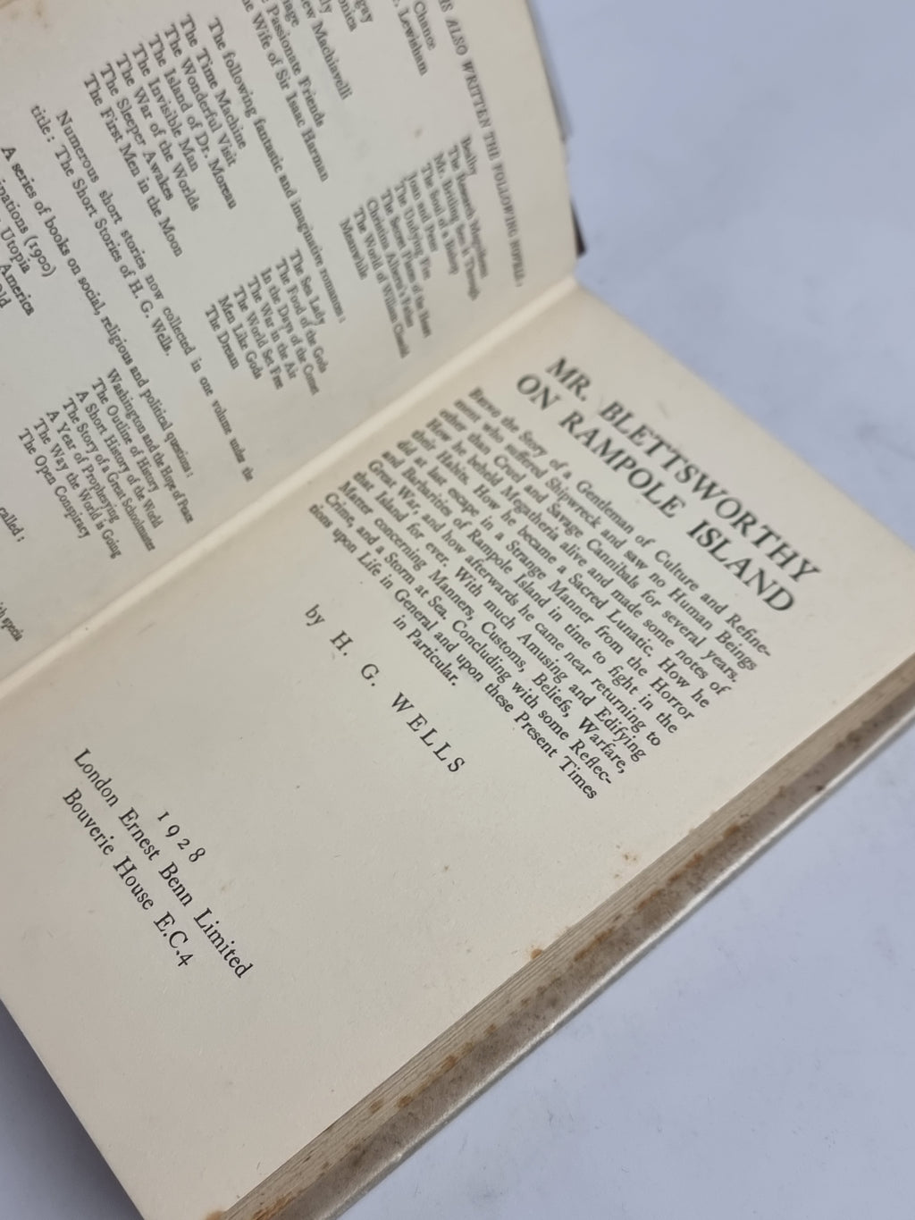 Mr. Blettsworthy on Rampole Island, H. G. Wells — 1st Edition
