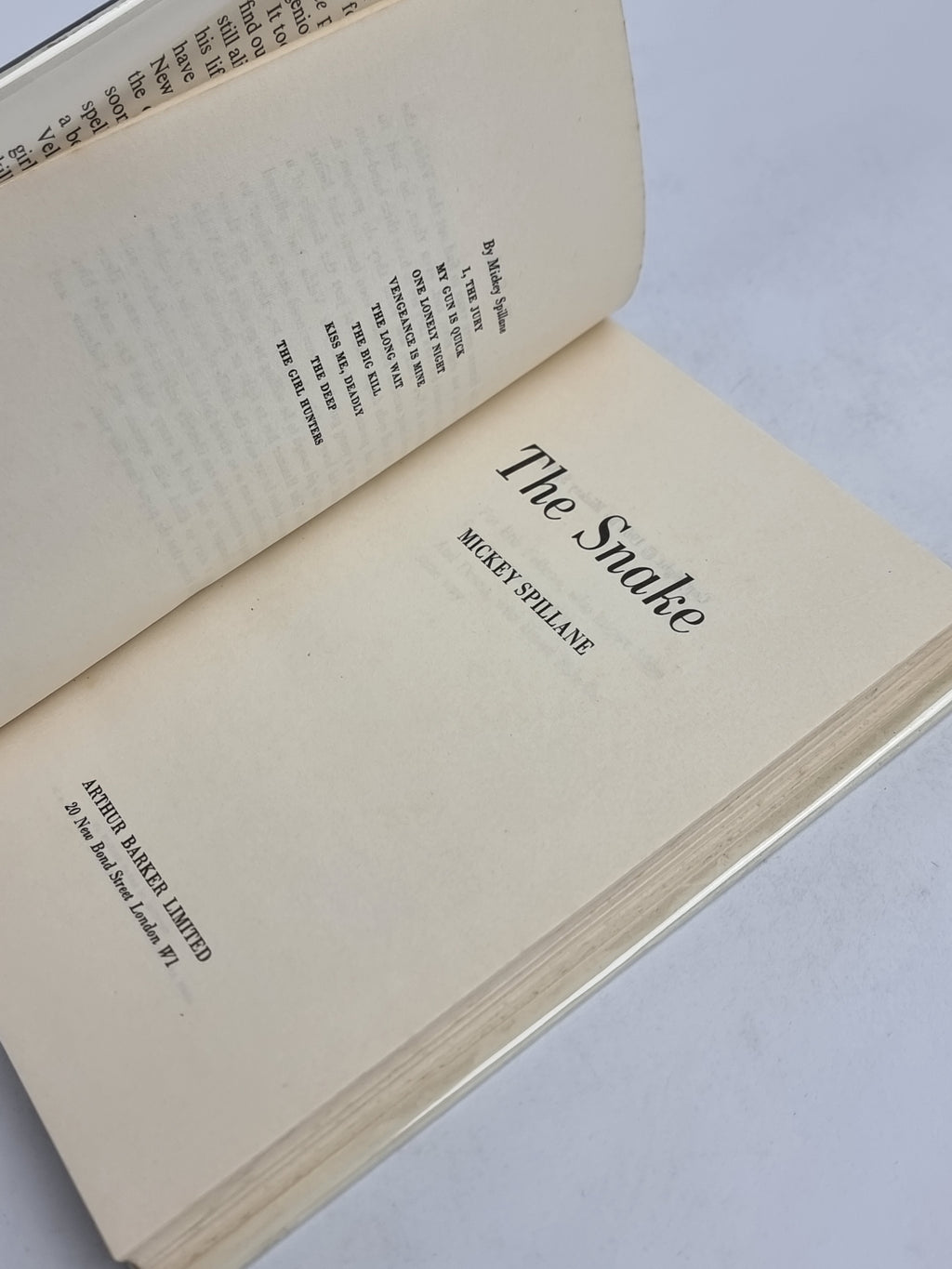 The Snake, Mickey Spillane — 1st Edition