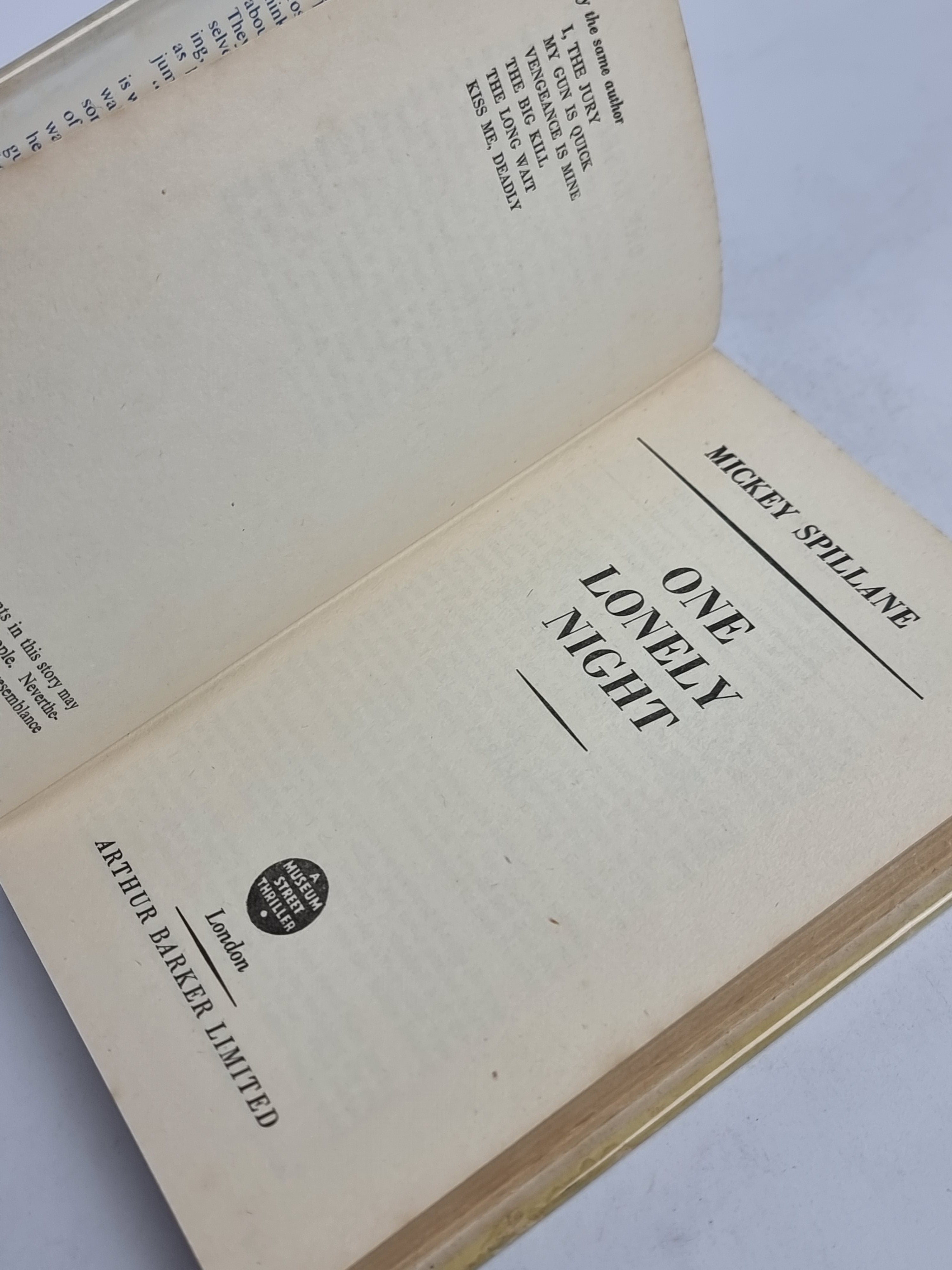 One Lonely Night, Mickey Spillane — 7th Impression