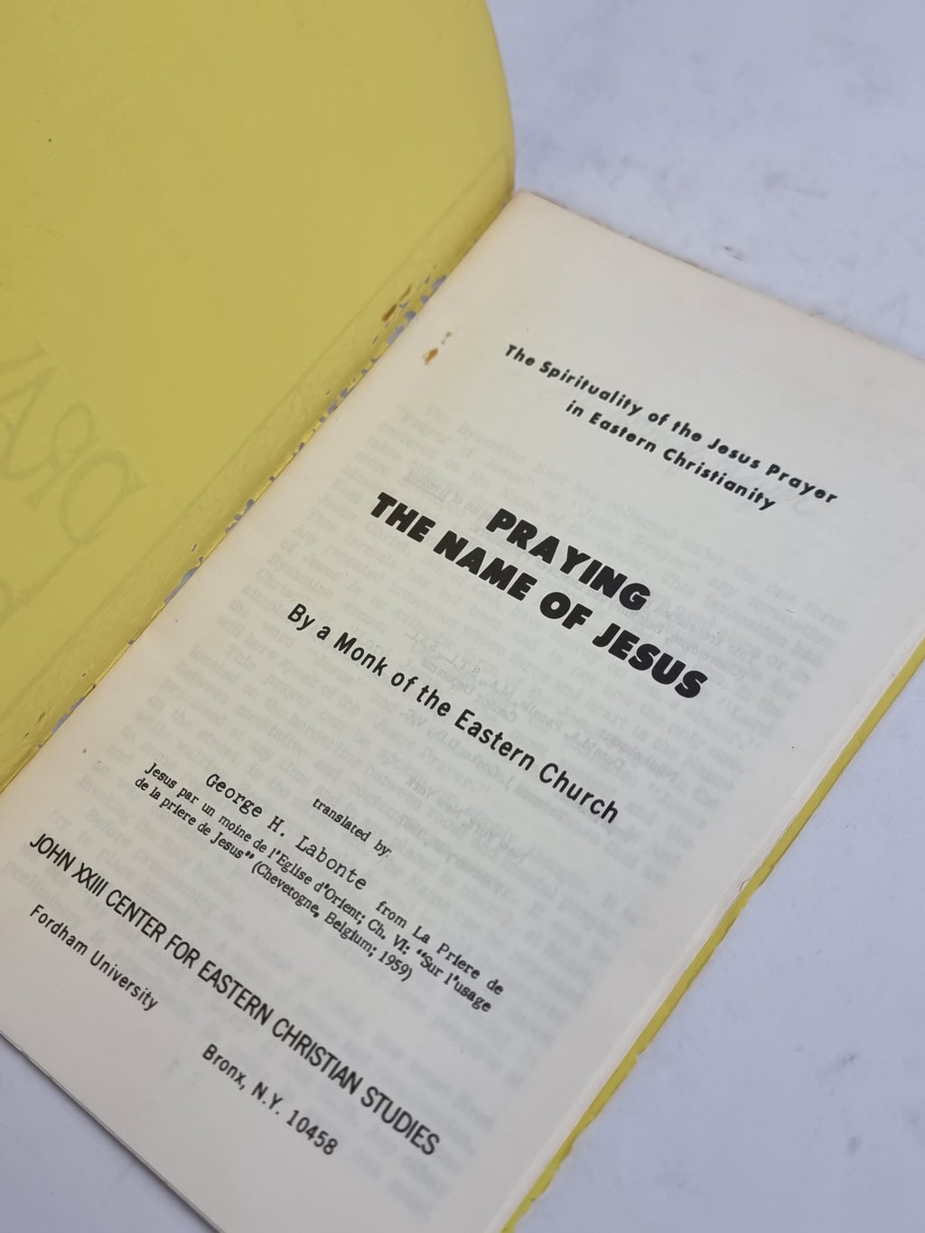 Praying the Name of Jesus, By a Monk of the Eastern Church — 1st Edition Thus