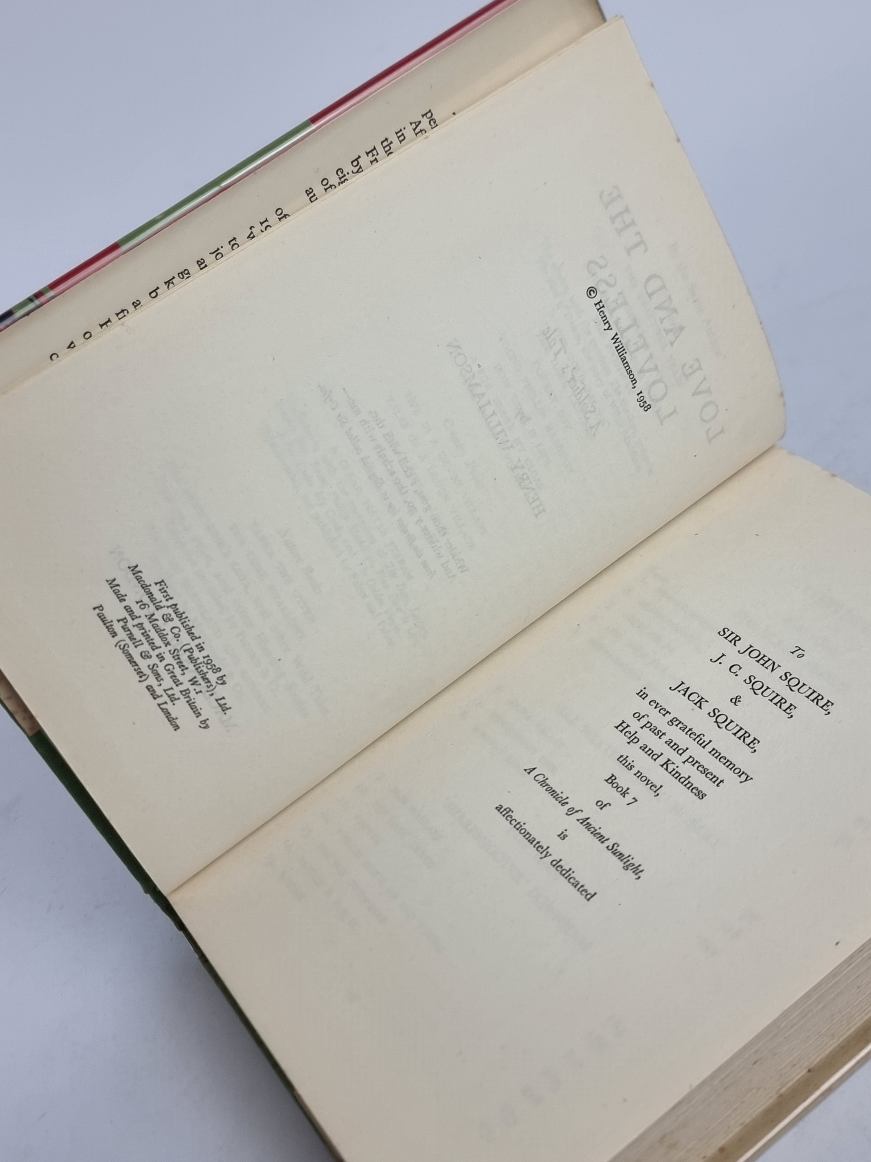 Love and the Loveless, Henry Williamson — 1st Edition