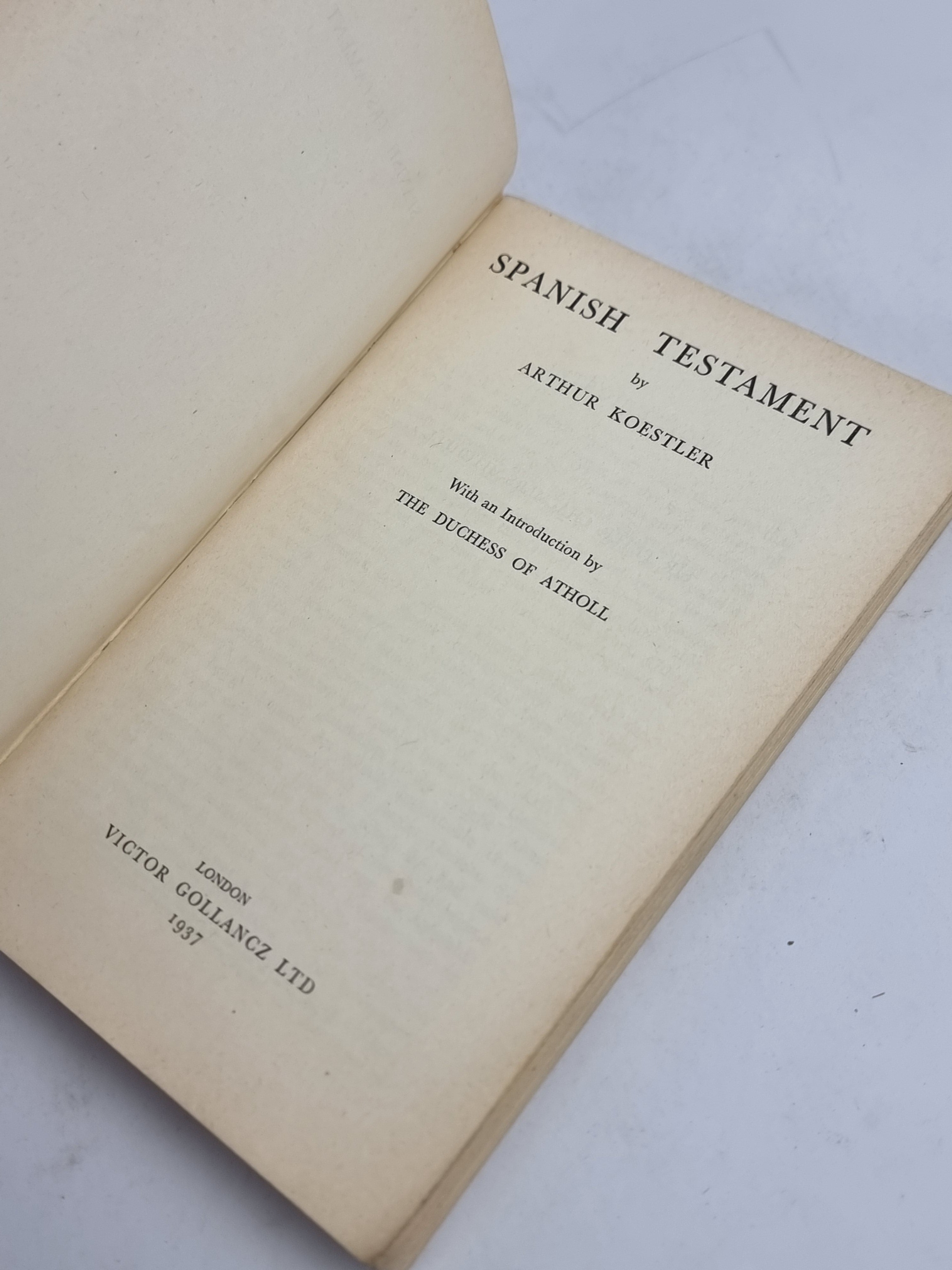 Spanish Testament, Arthur Koestler — 1st Edition
