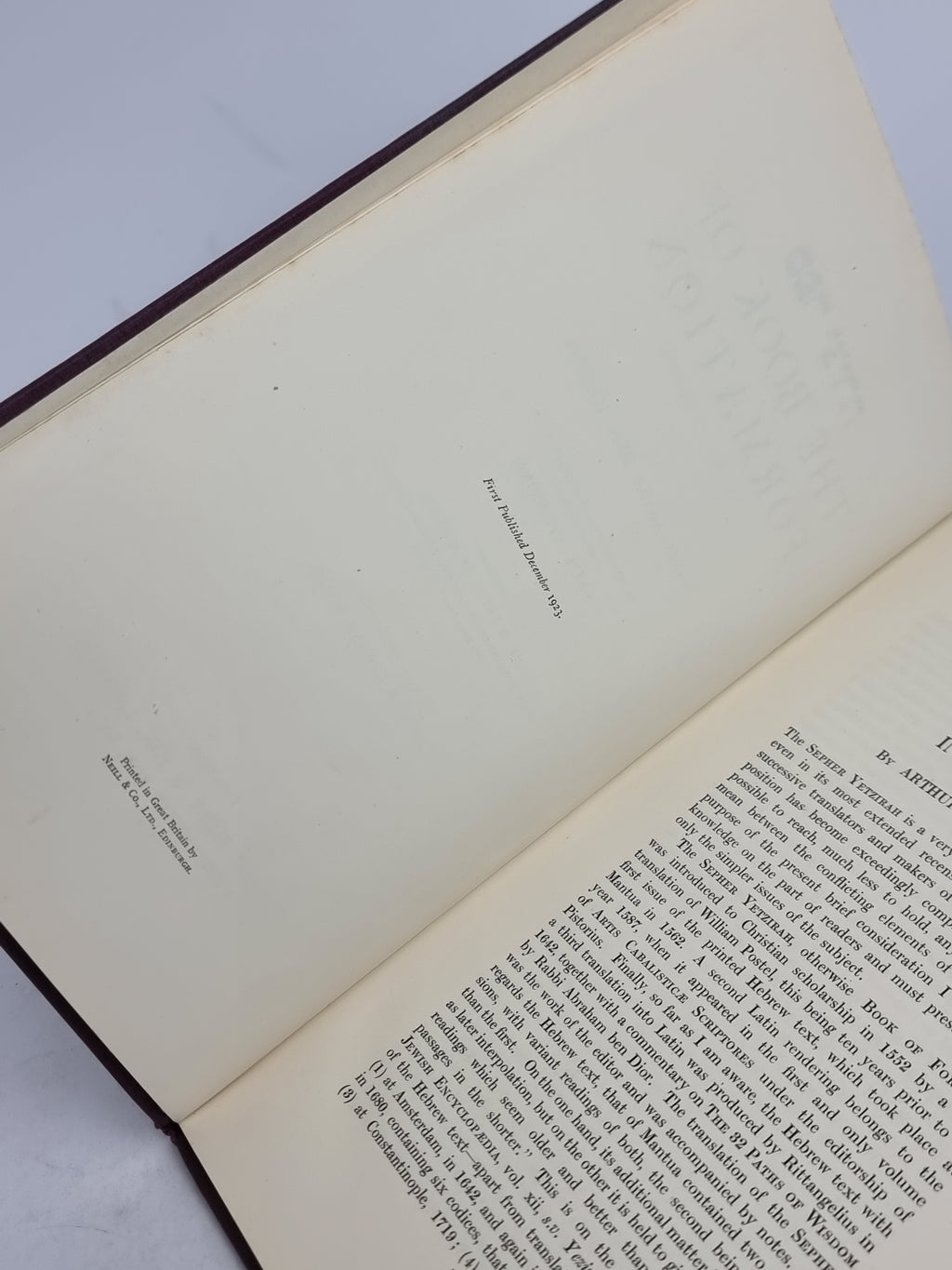 The Book of Formation or Sepher Yetzirah, Rabbi Akiba Ben Joseph — 1st Ed