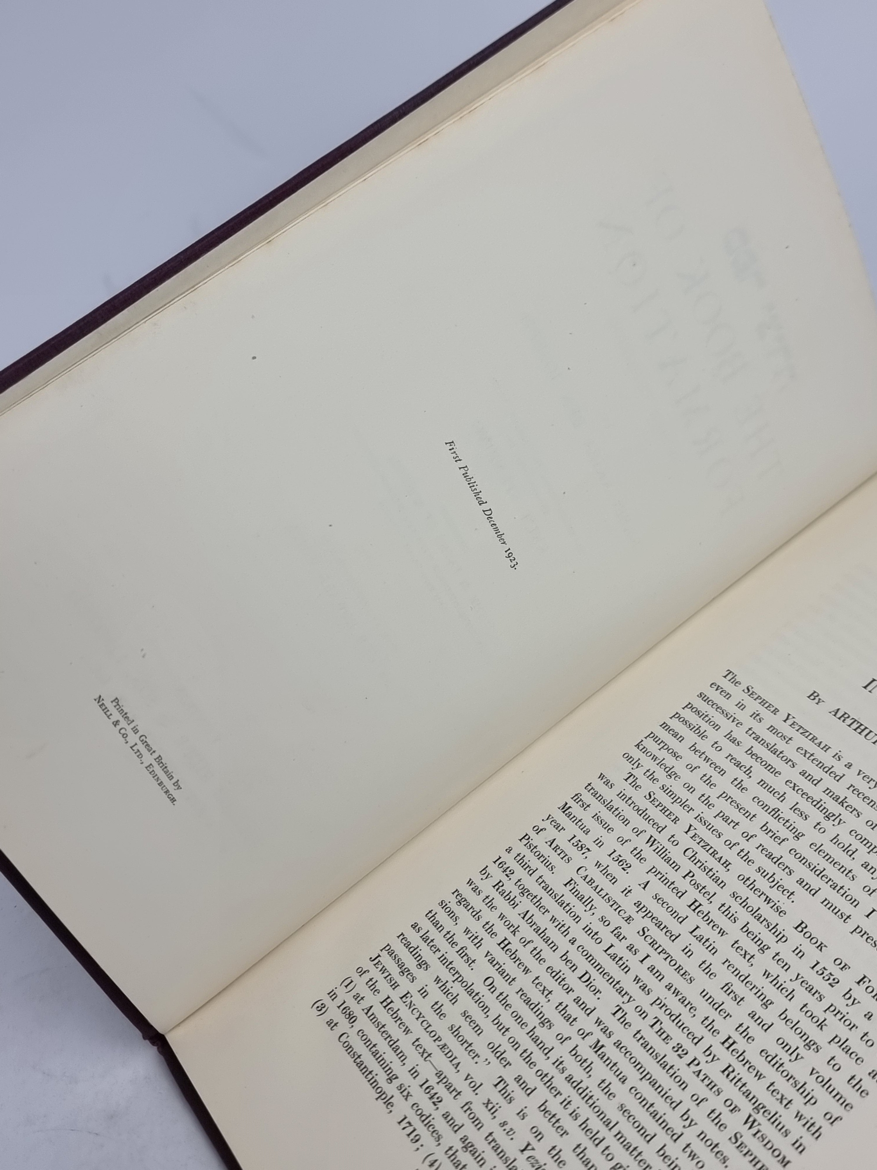 The Book of Formation or Sepher Yetzirah, Rabbi Akiba Ben Joseph — 1st Ed