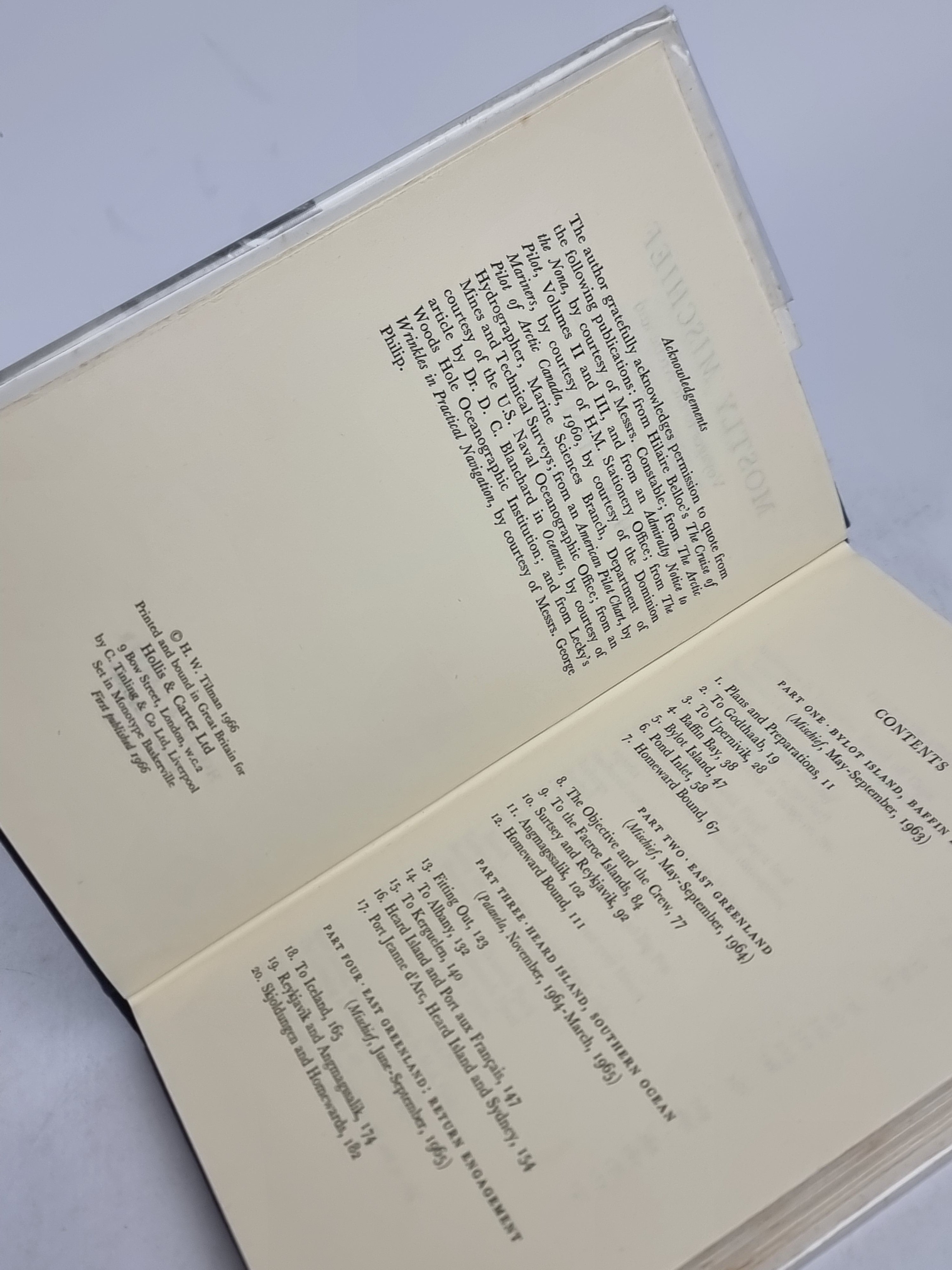 Mostly Mischief, H. W. Tilman — 1st Edition, Signed