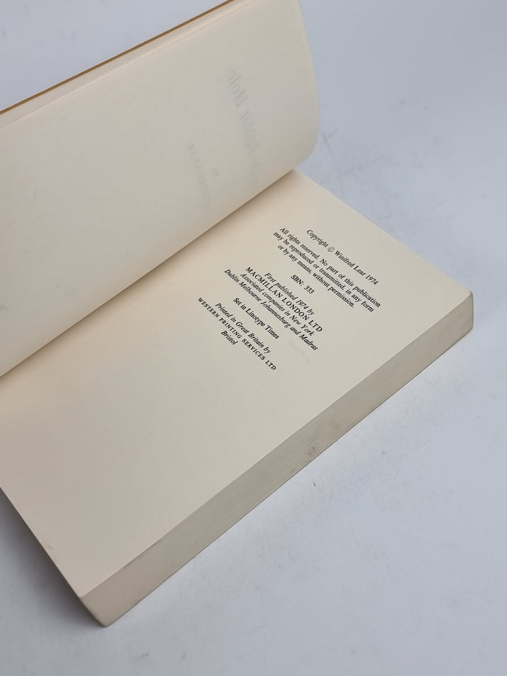 Down the Rabbit Hole, Winifred Lear — Uncorrected Proof Copy