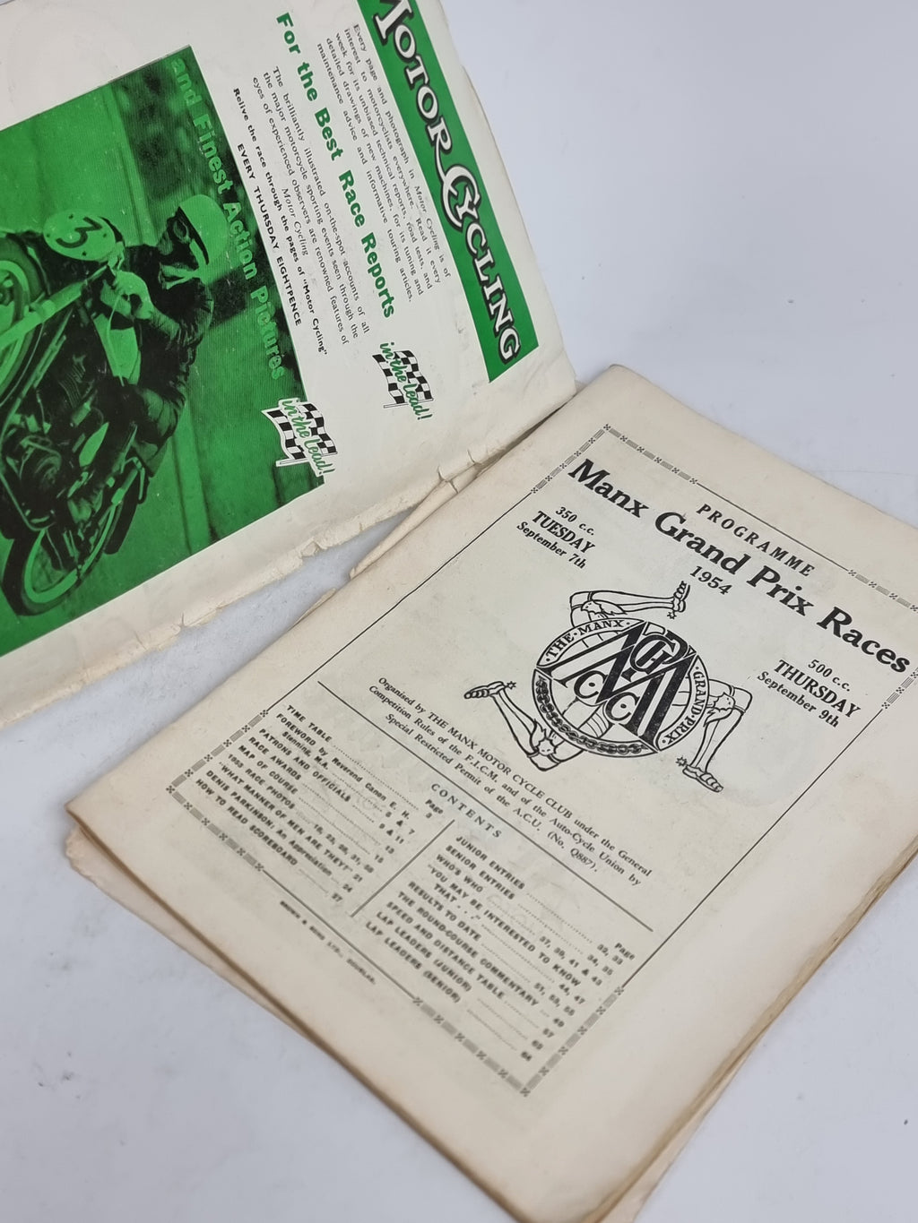 The Manx Grand Prix 1954 Official Programme, Manx Motor Cycle Club