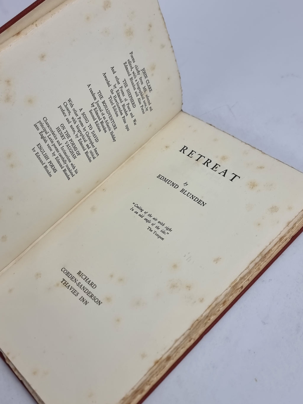 Retreat, Edmund Blunden — 1st Edition