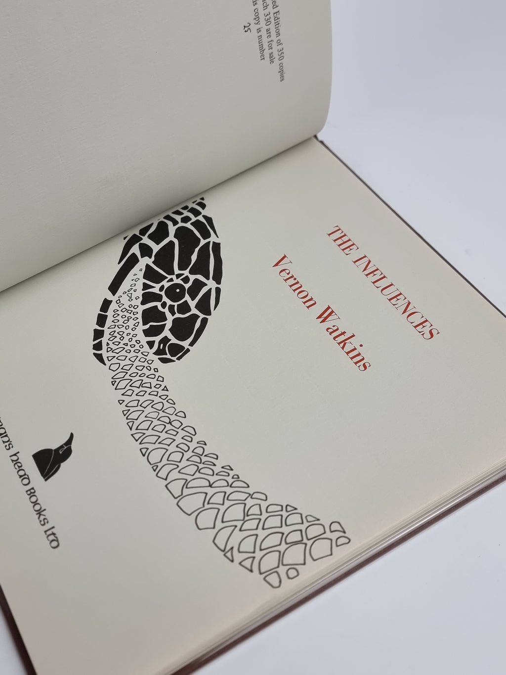 The Influences, Vernon Watkins — 1st Edition, Limited Numbered Issue