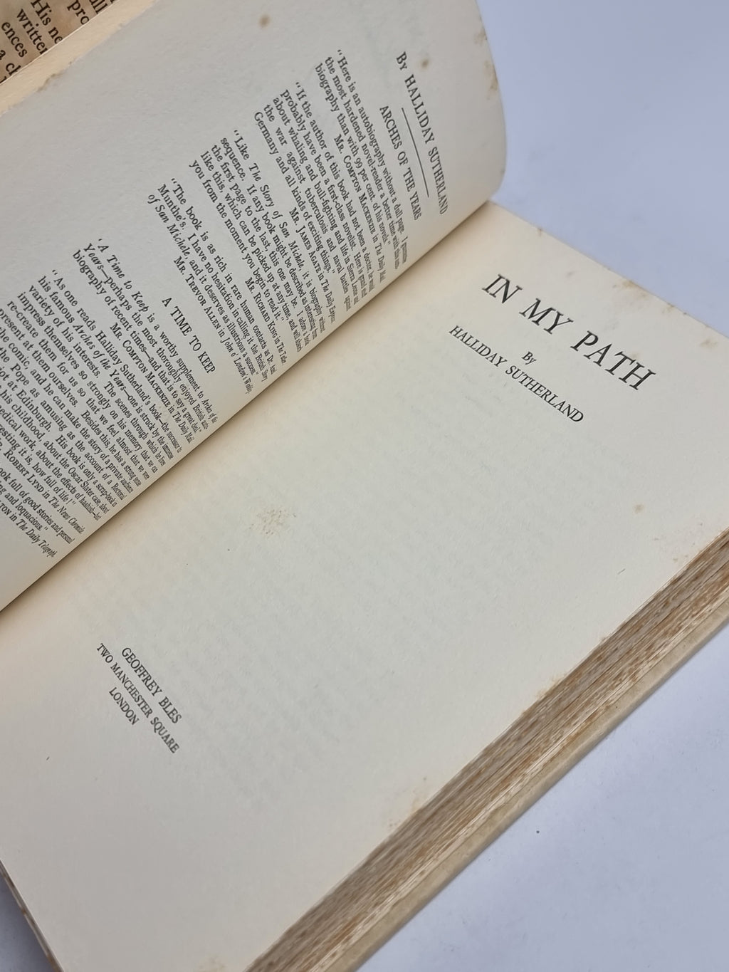 In My Path, Halliday Sutherland — 1st Edition