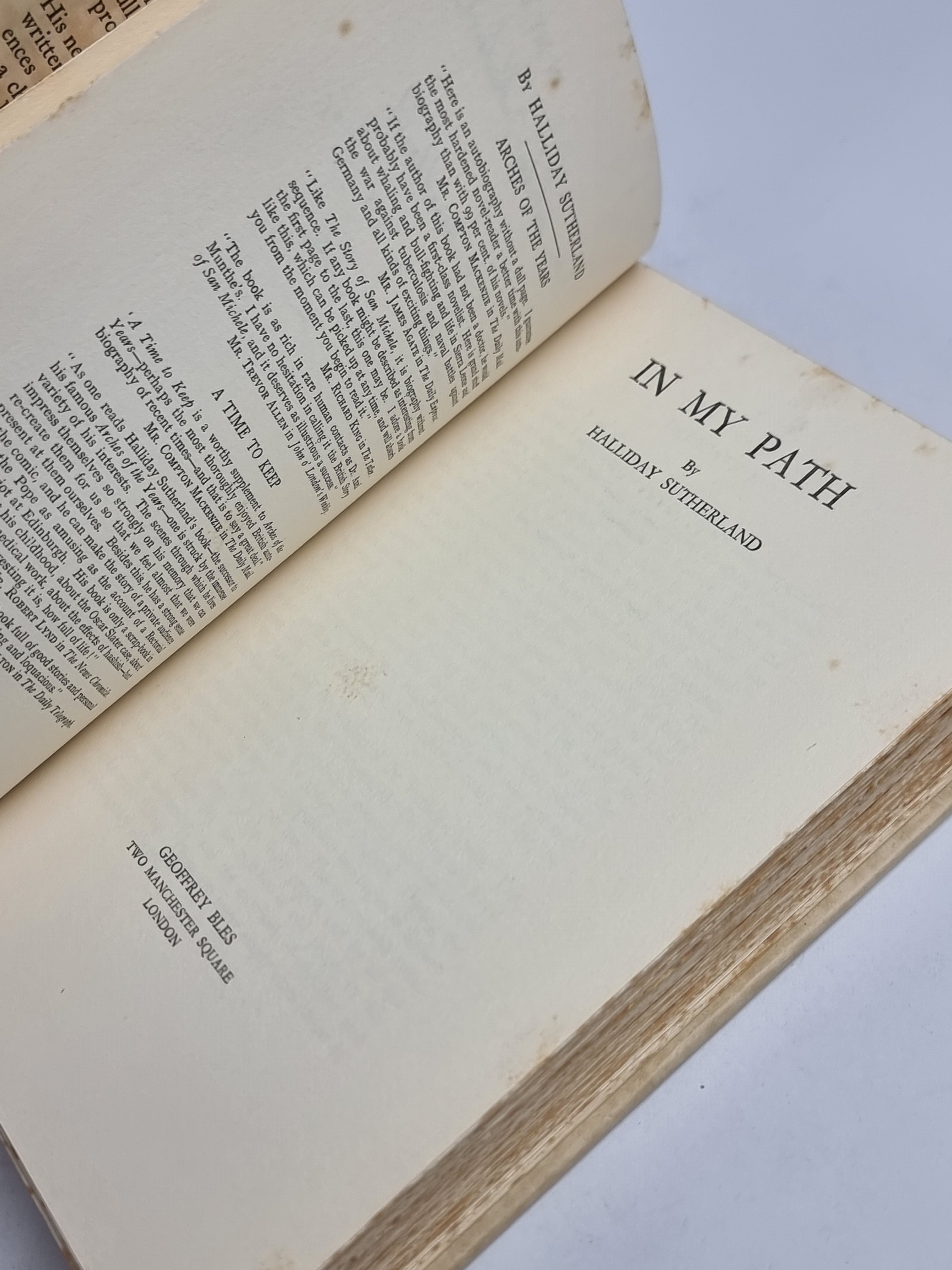 In My Path, Halliday Sutherland — 1st Edition