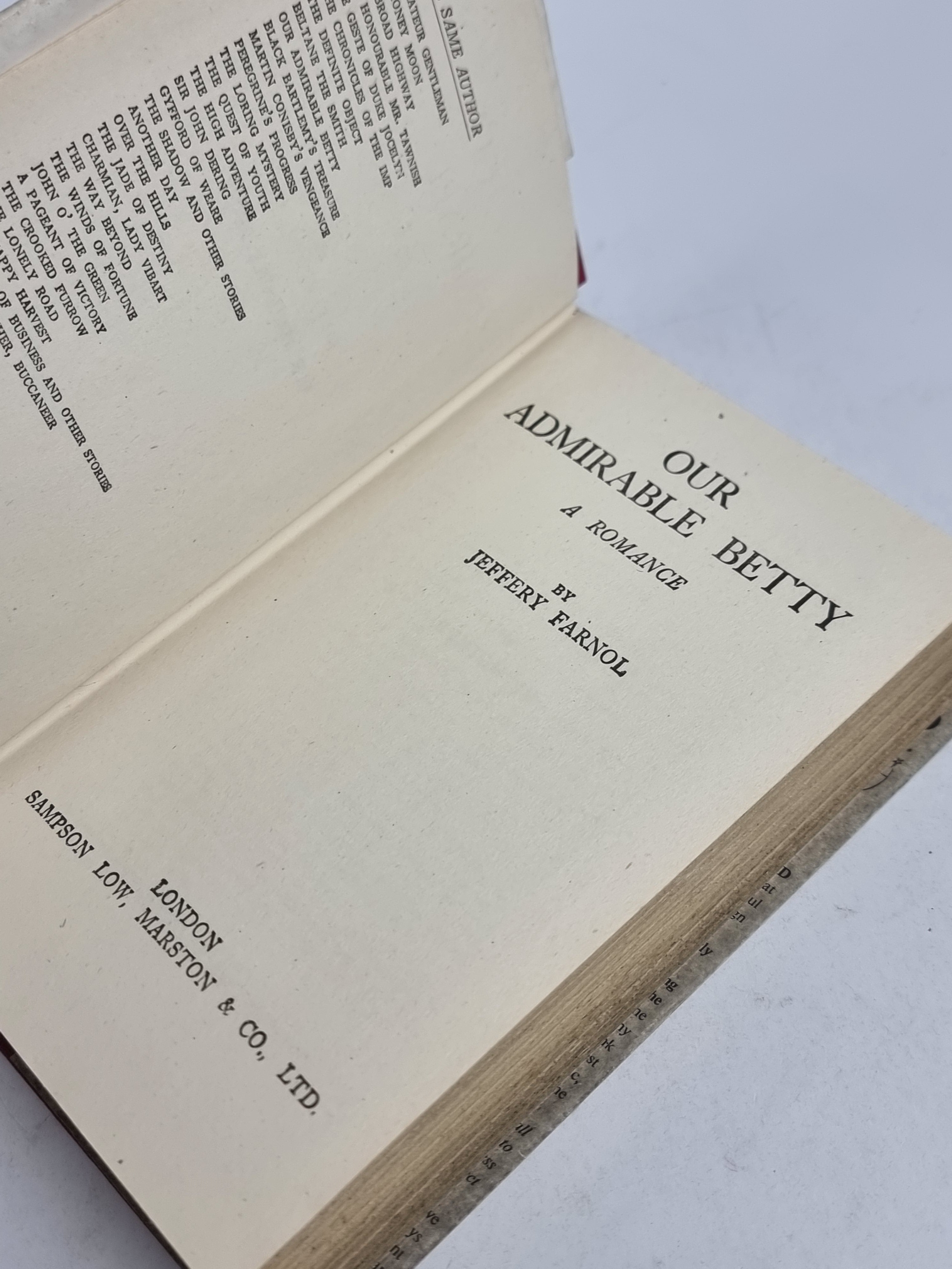 Our Admirable Betty, Jeffery Farnol — Early Reprint