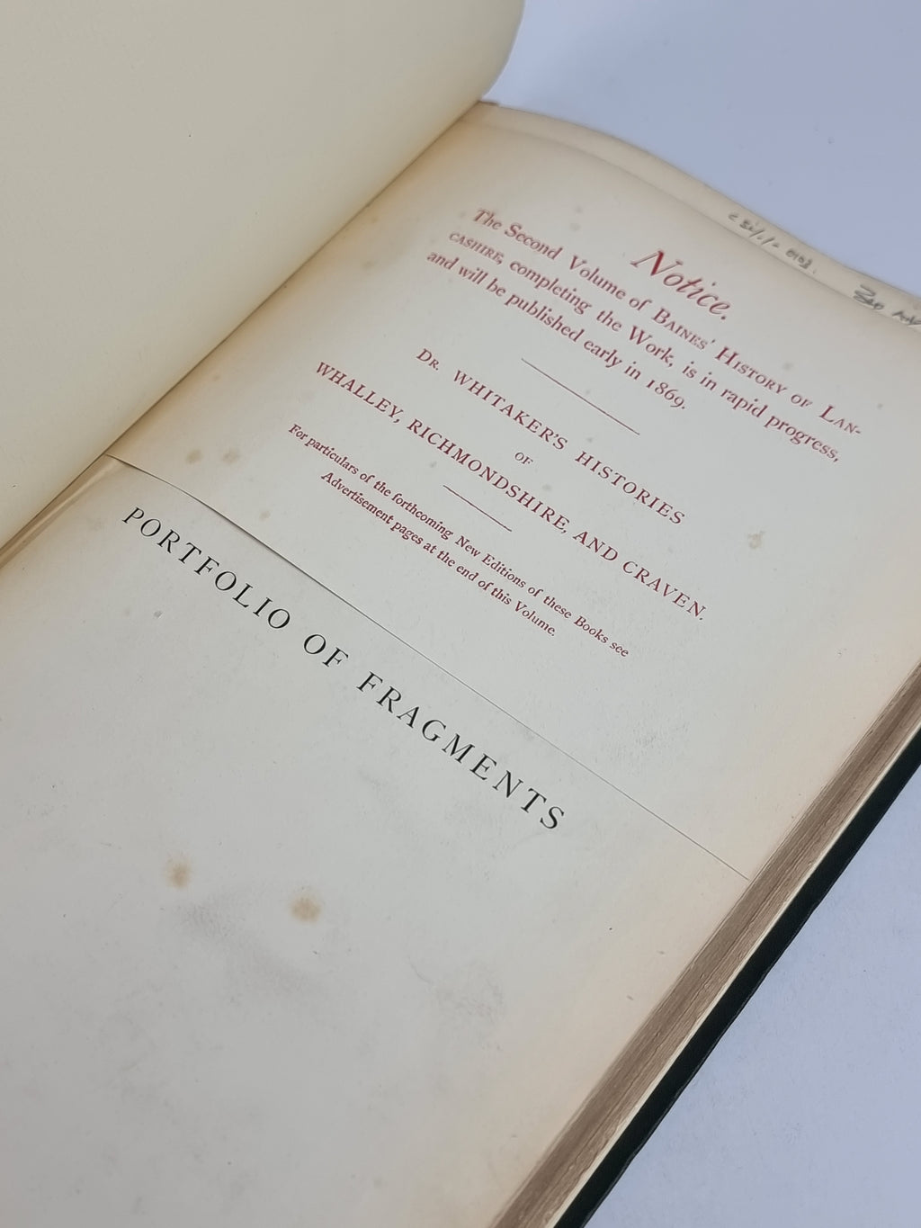 Portfolio of Fragments Relative to the History and Antiquities, Topography...
