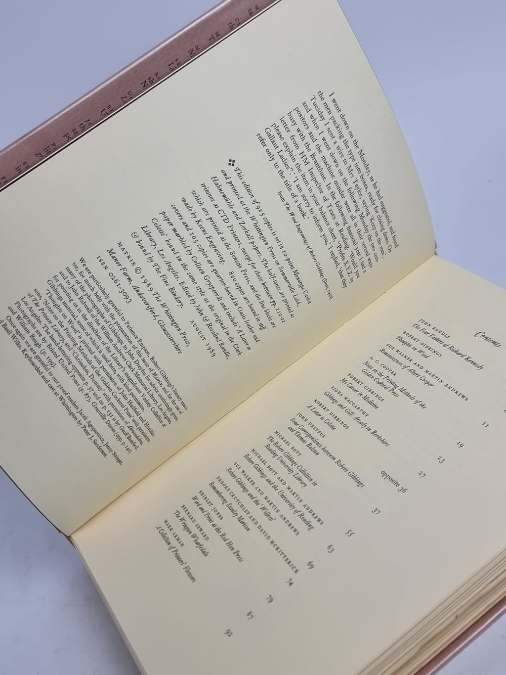 Matrix 9: A Review for Printers & Bibliophiles, Winter 1989 — 1st Edition