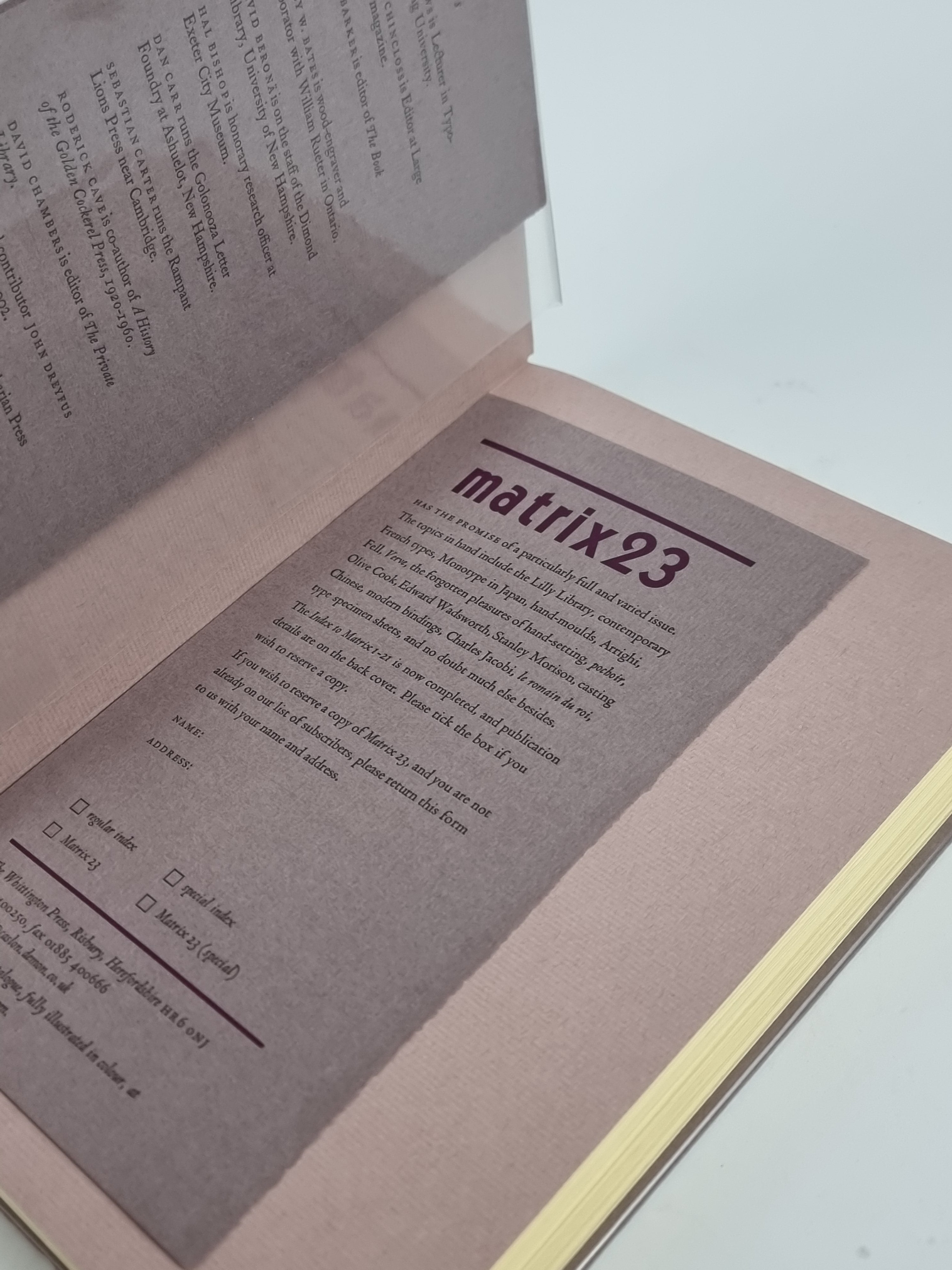 Matrix 22: A Review for Printers & Bibliophiles — 1st Edition