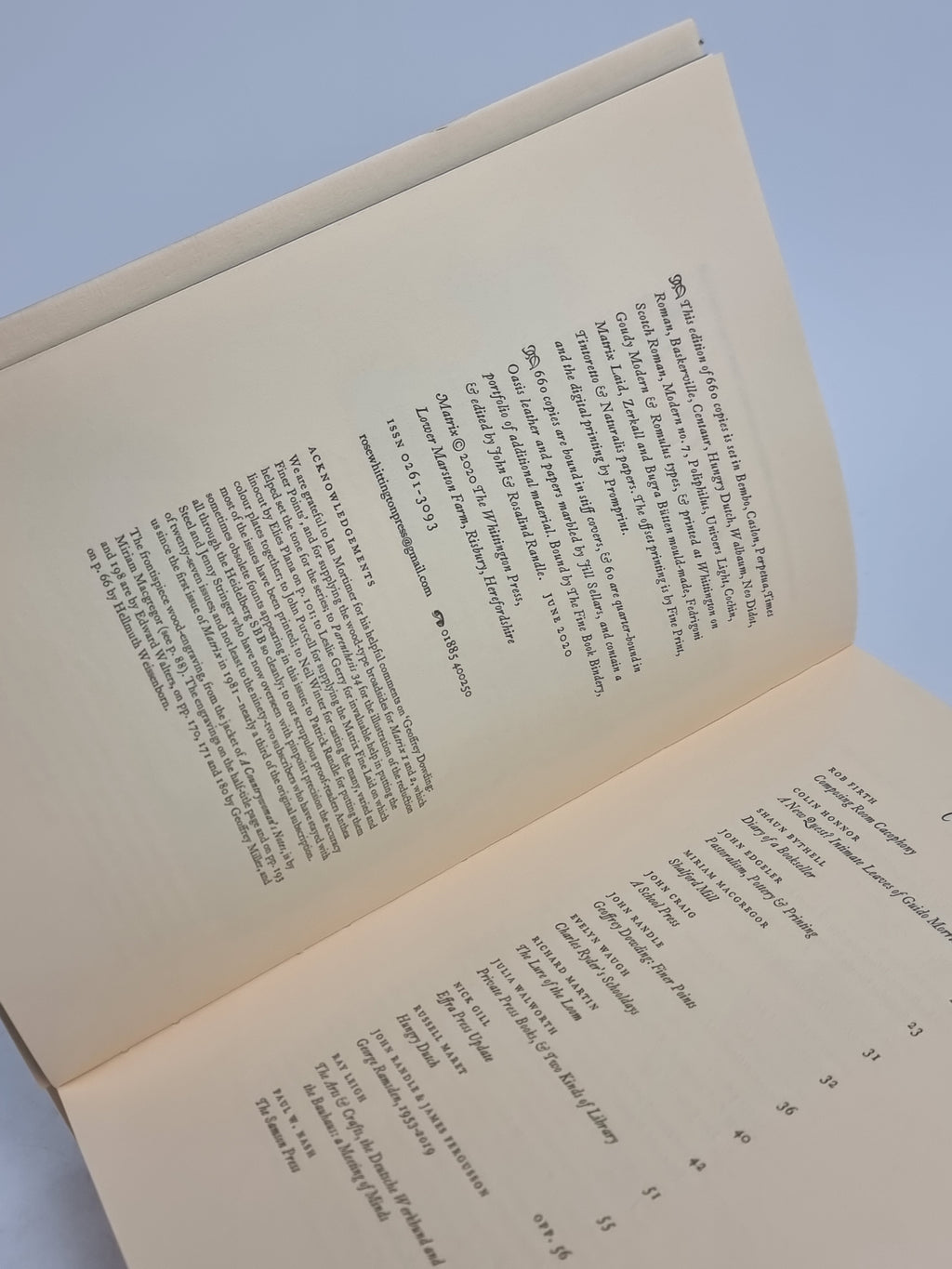 Matrix 36: A Review for Printers & Bibliophiles — 1st Edition
