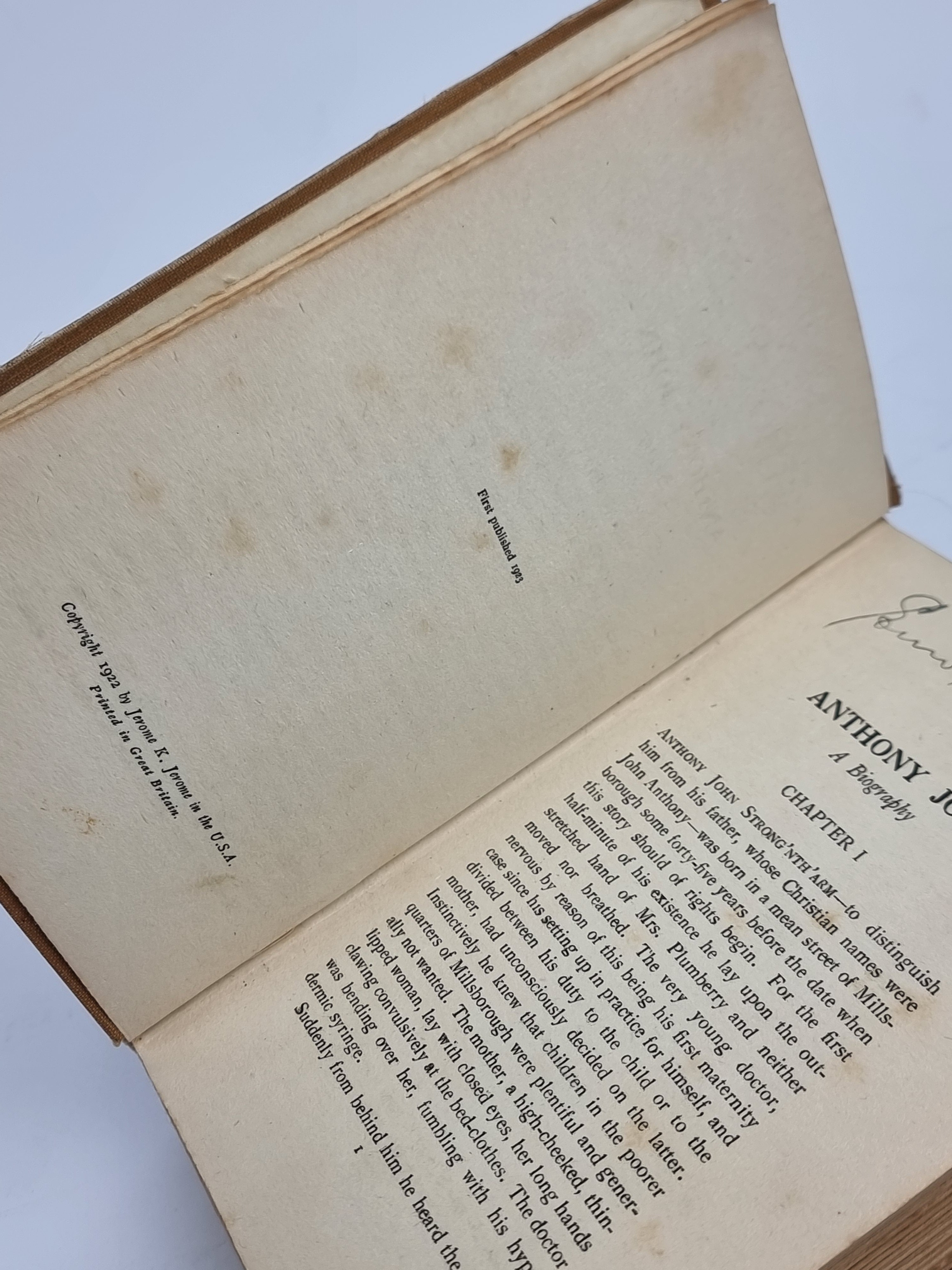 Anthony John: A Biography, Jerome K. Jerome — 1st Edition