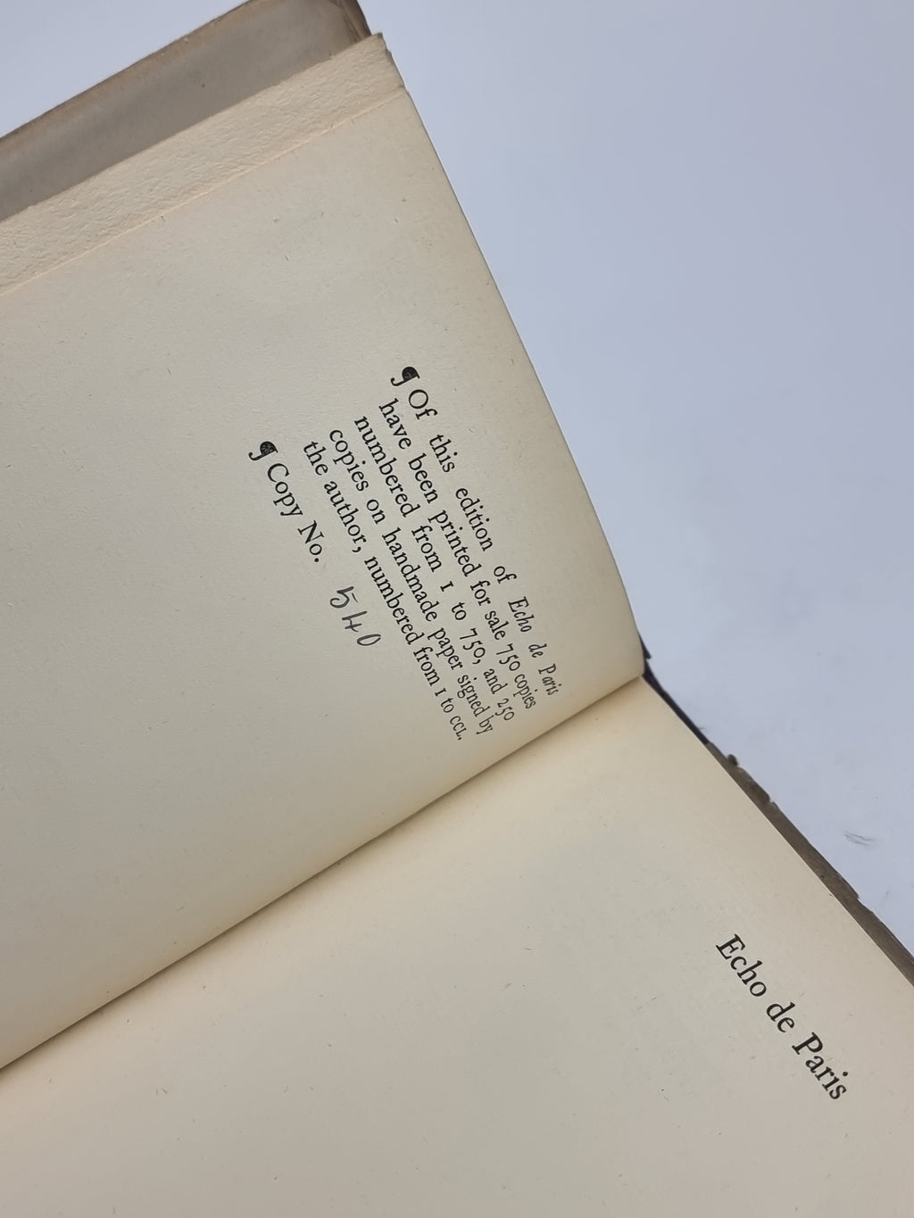 Echo de Paris, Laurence Housman — 1st Edition, Limited