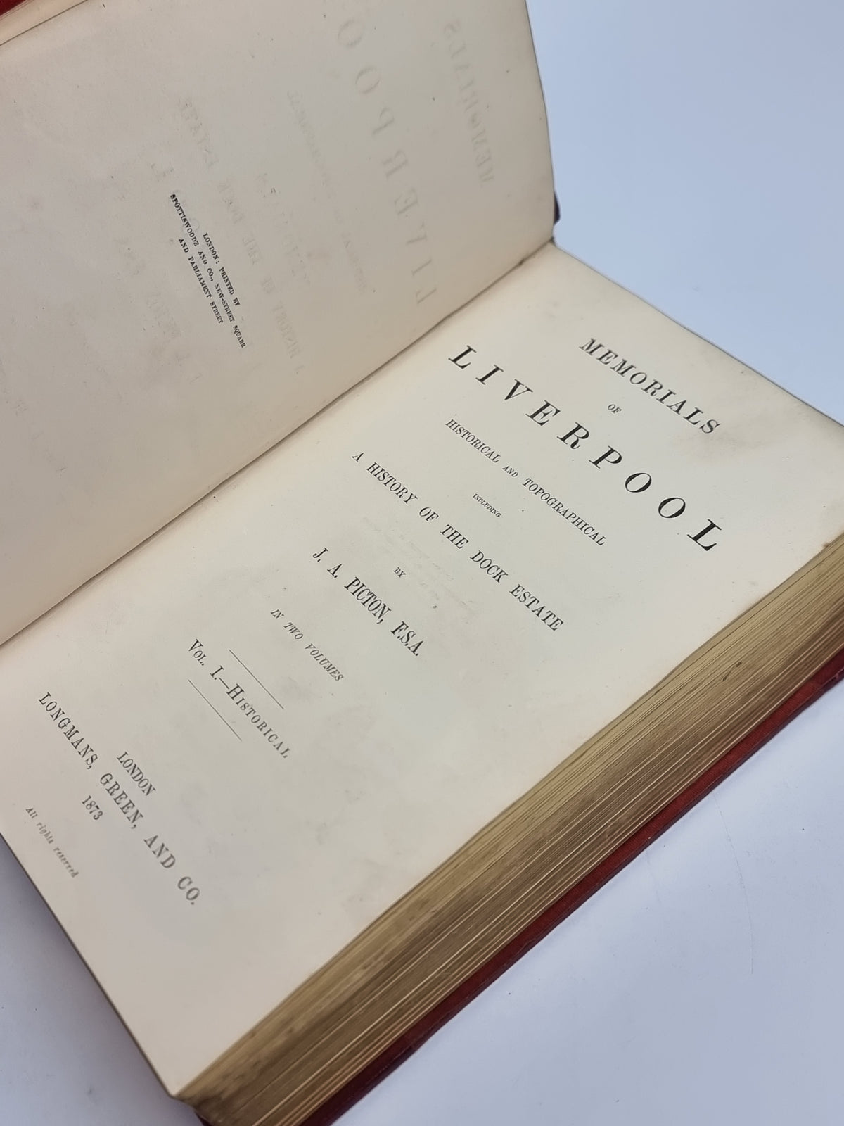 Memorials of Liverpool, J. A. Picton — 1st Edition