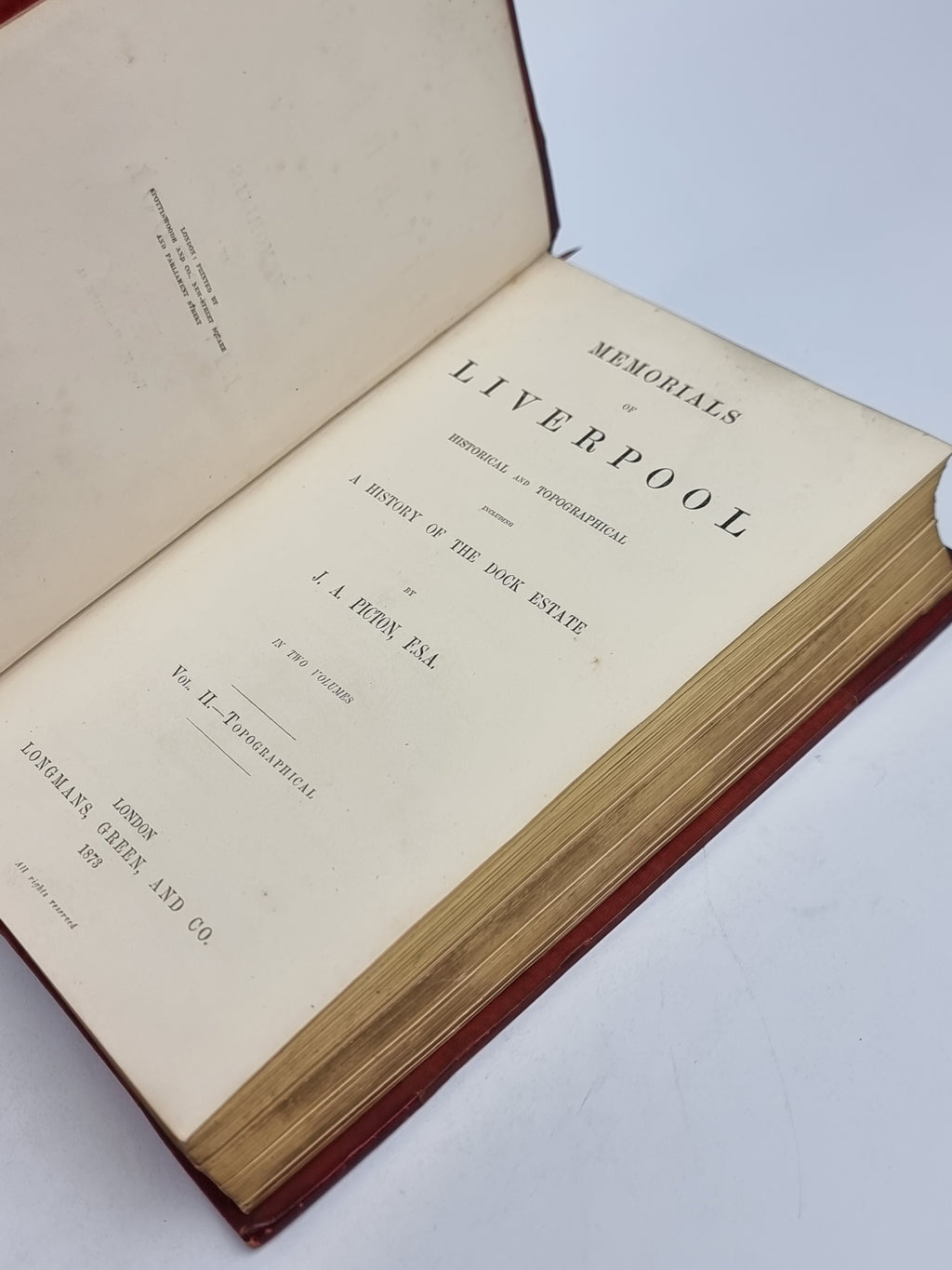 Memorials of Liverpool, J. A. Picton — 1st Edition