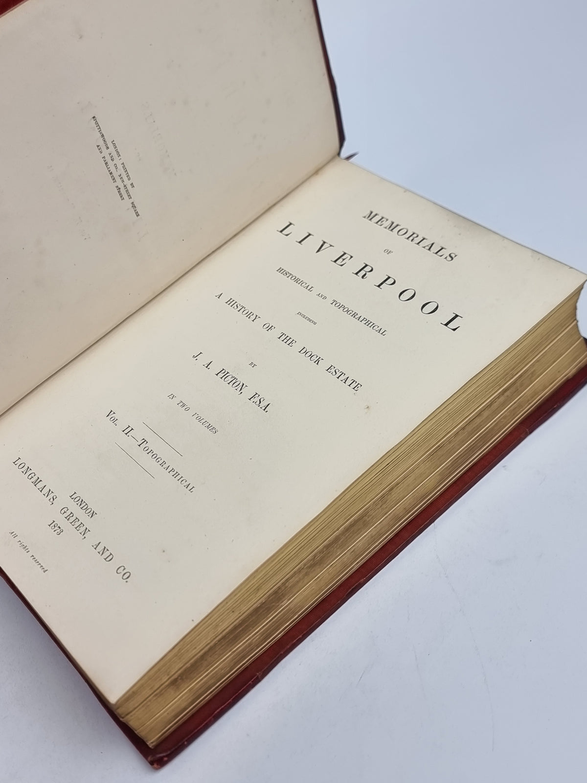 Memorials of Liverpool, J. A. Picton — 1st Edition