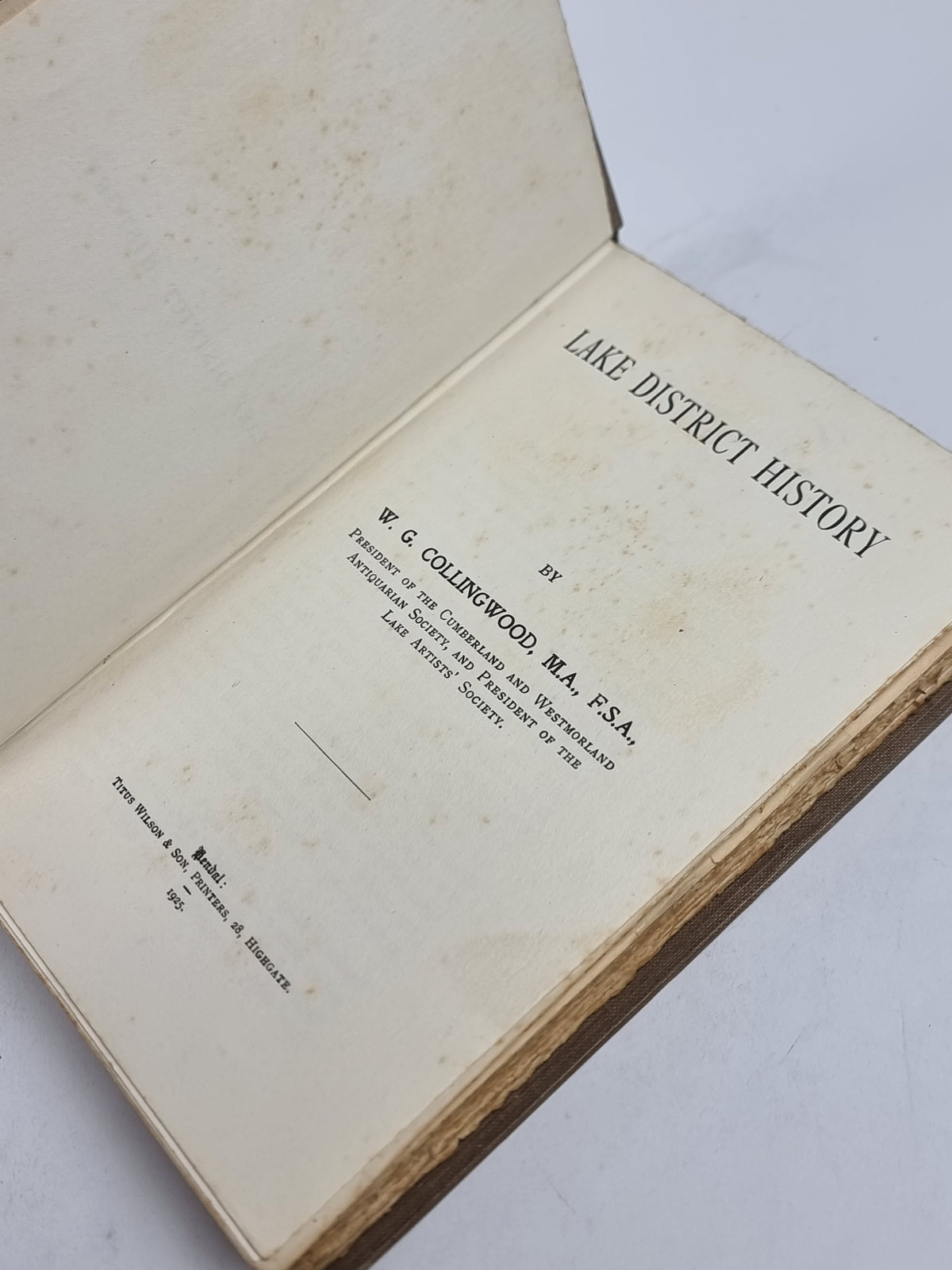 Lake District History, W. G. Collingwood — 1st Edition