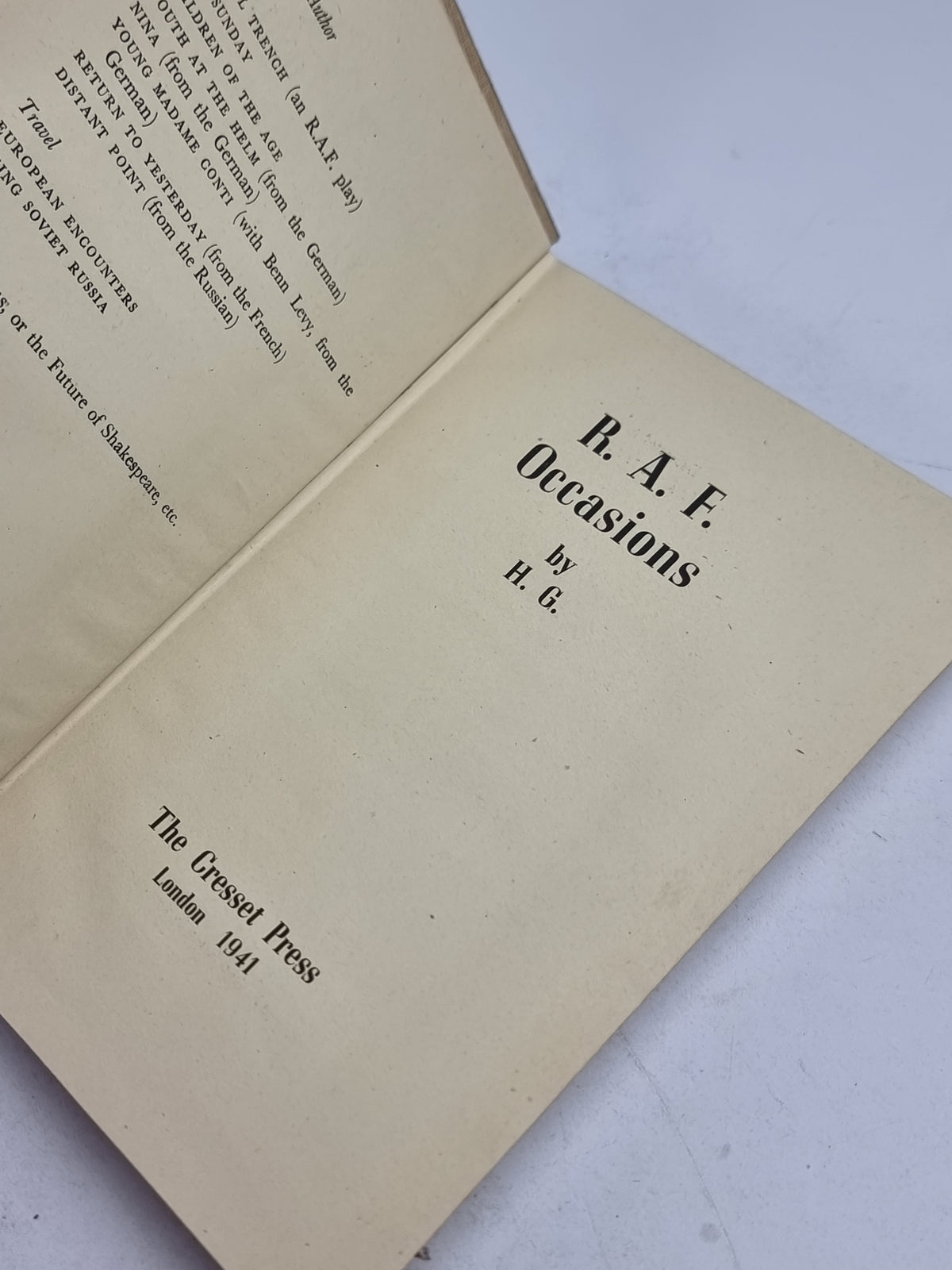 R.A.F. Occasions, H.G. [Hubert Griffith] — 1st Edition