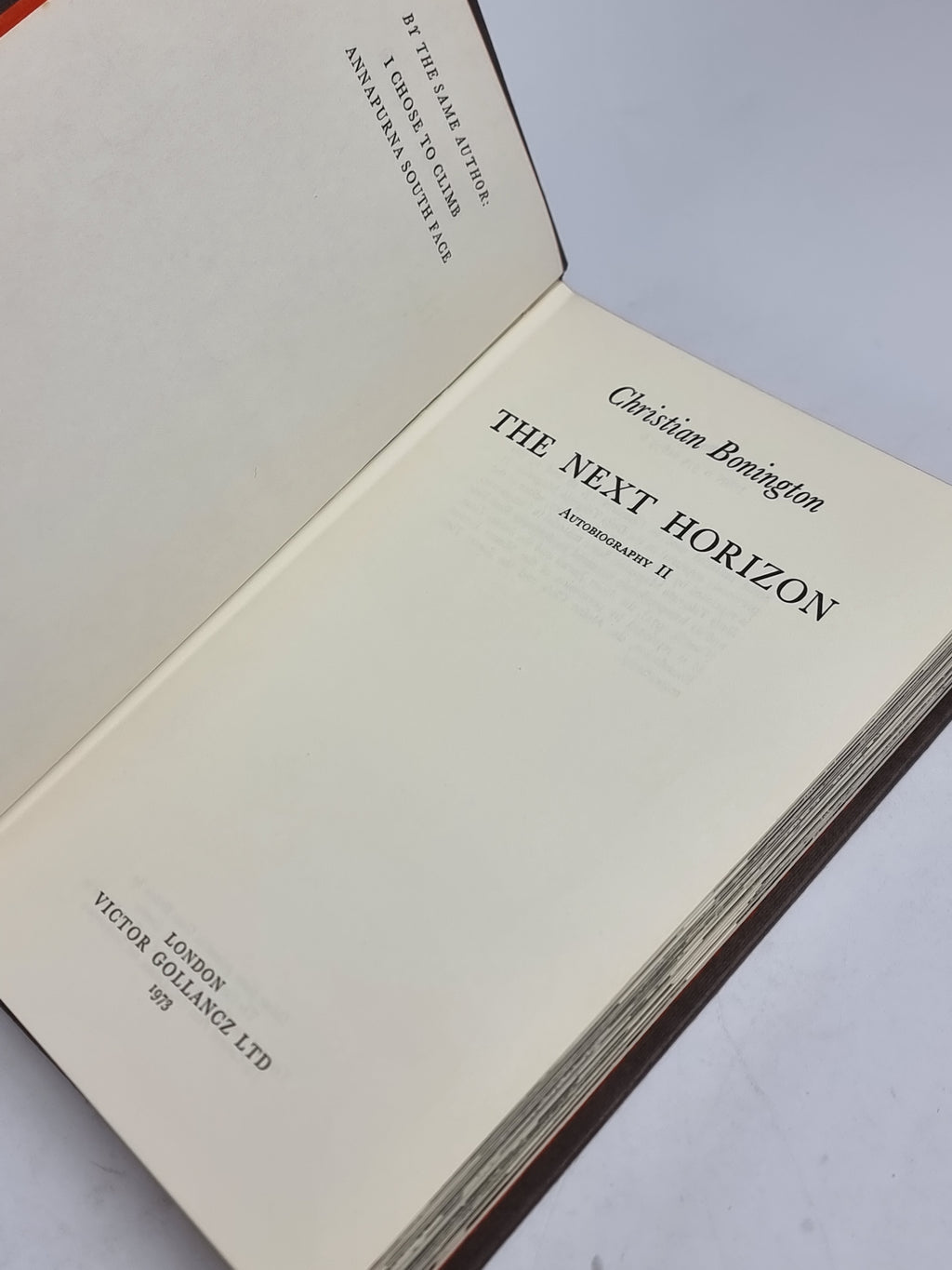 The Next Horizon, Christian Bonington — 1st Edition, Signed
