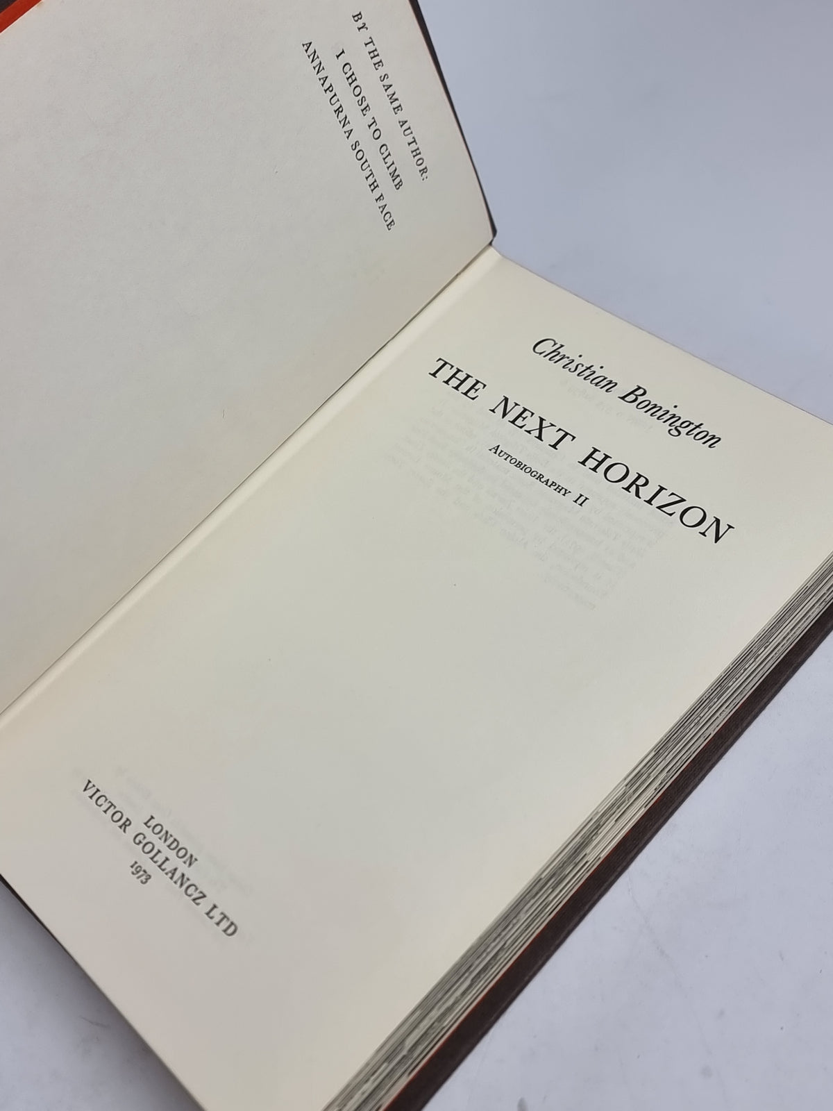 The Next Horizon, Christian Bonington — 1st Edition, Signed