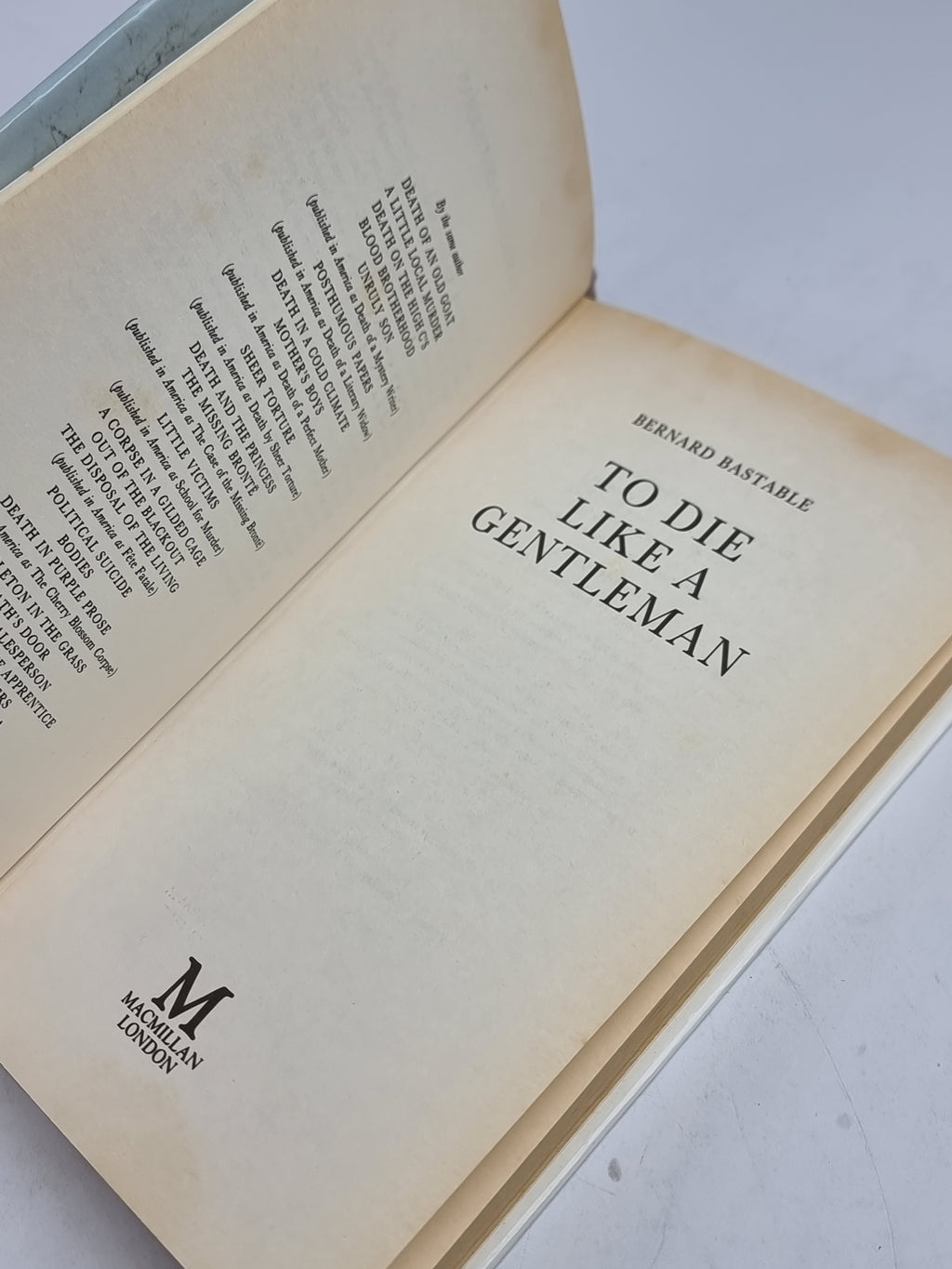 To Die Like a Gentleman, Bernard Bastable — 1st Edition