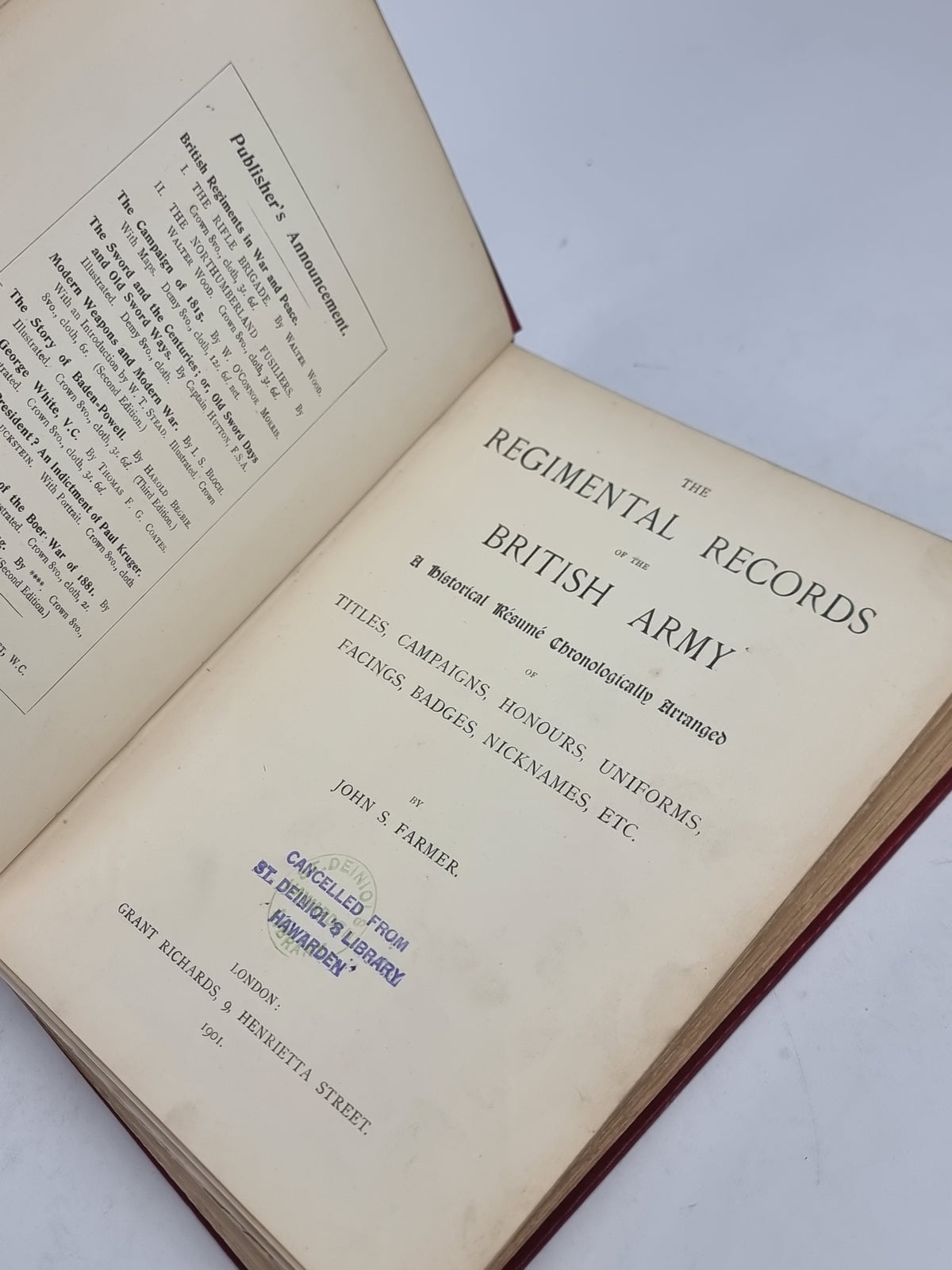 The Regimental Records of the British Army, John S. Farmer — 1st Edition