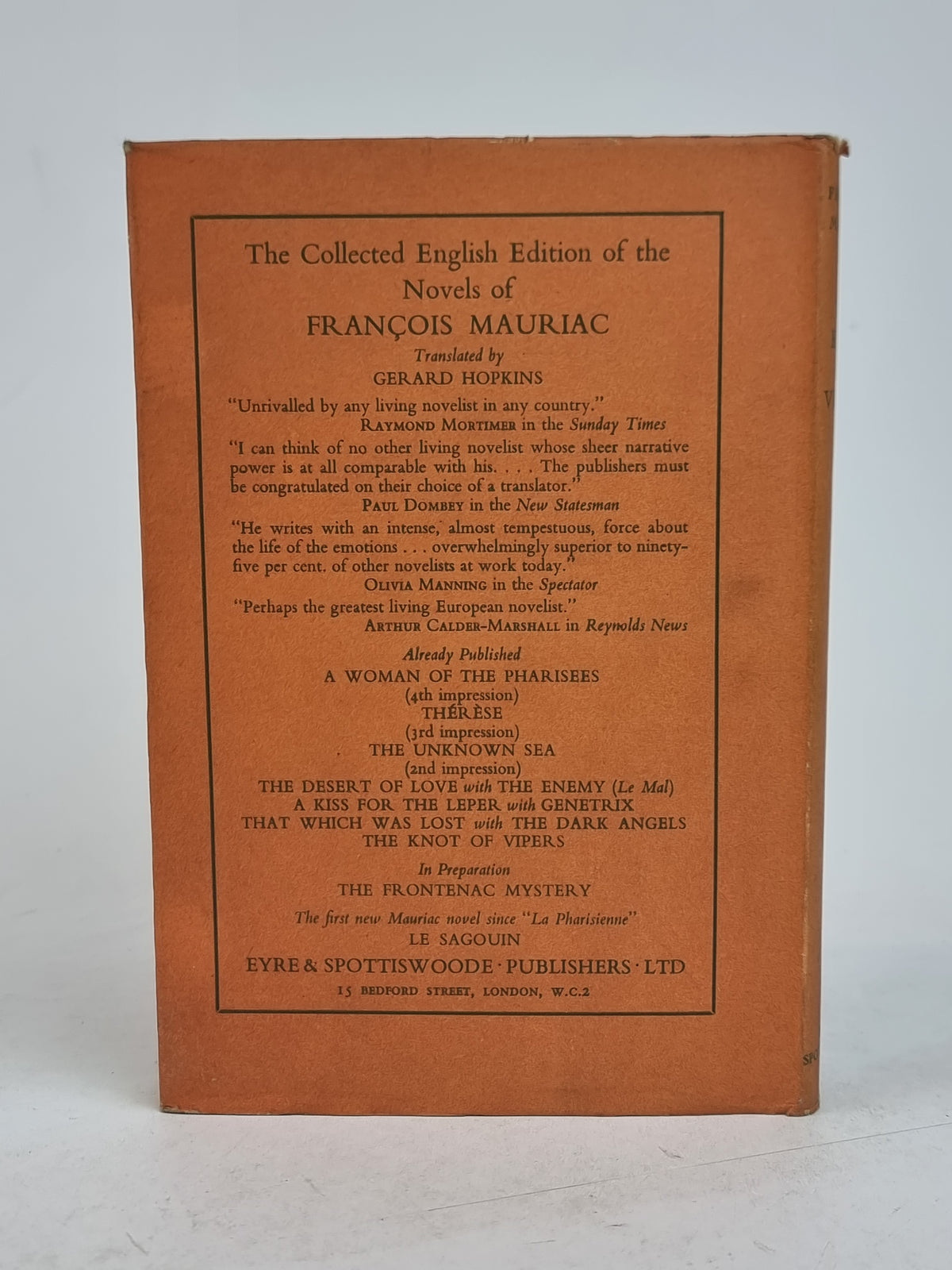The Knot of Vipers, François Mauriac — First Edition Thus