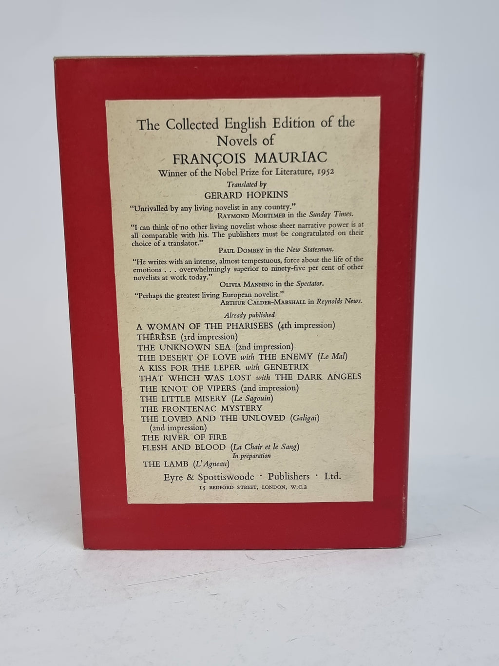 Flesh and Blood, François Mauriac — 1st English Edition