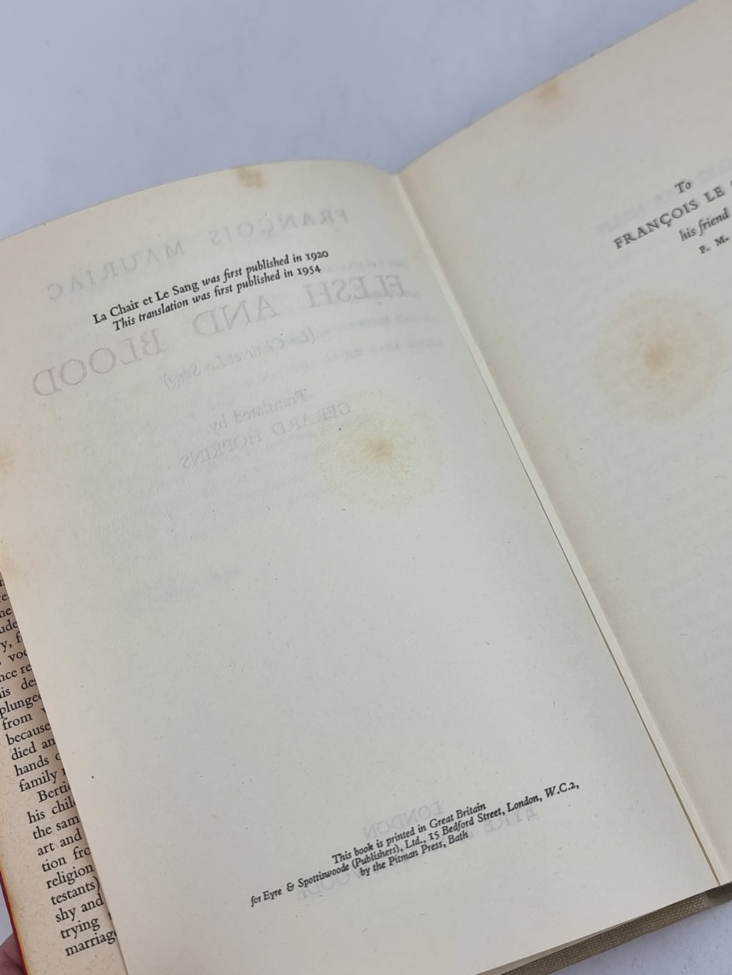 Flesh and Blood, François Mauriac — 1st English Edition