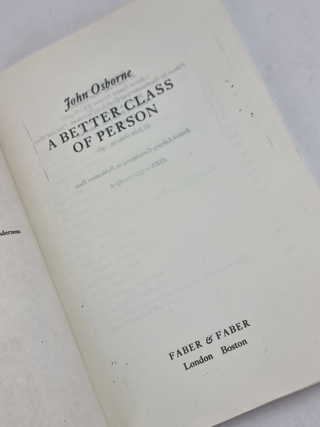 A Better Class of Person, John Osborne — Uncorrected Proof