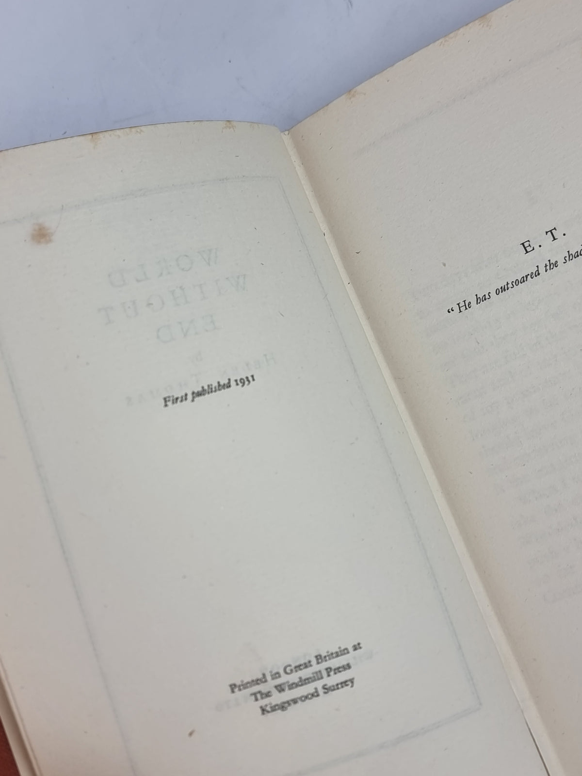 World Without End, Helen Thomas — 1st Edition