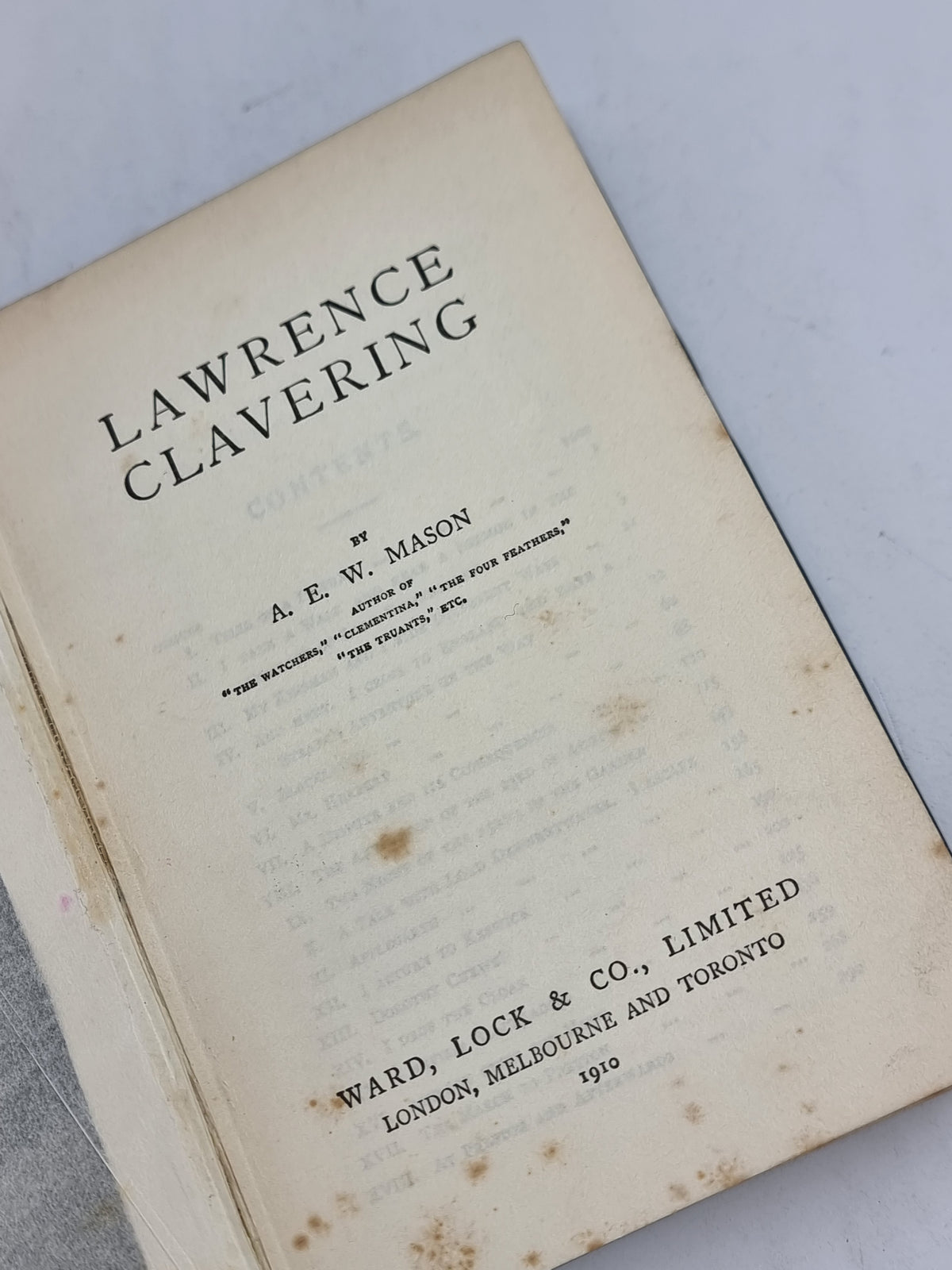 Lawrence Clavering, A. E. W. Mason — Later Edition