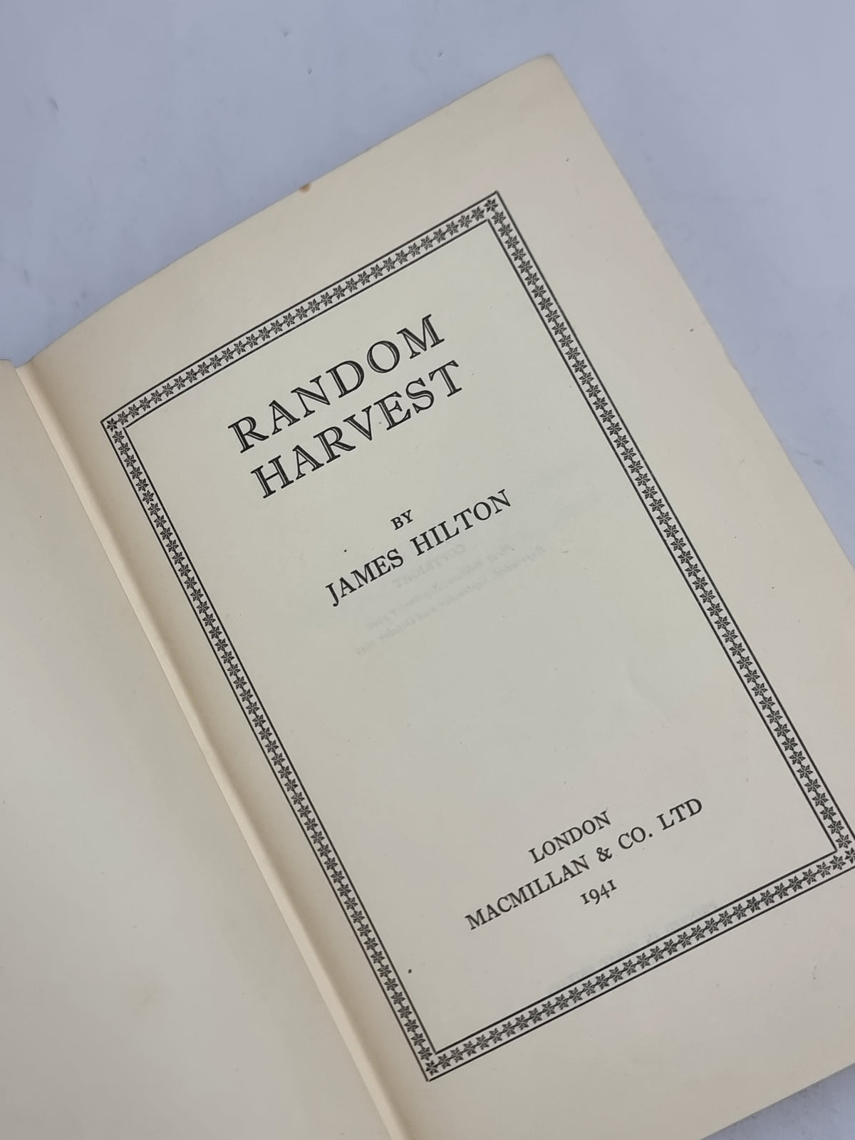 Random Harvest, James Hilton — Early Reprint
