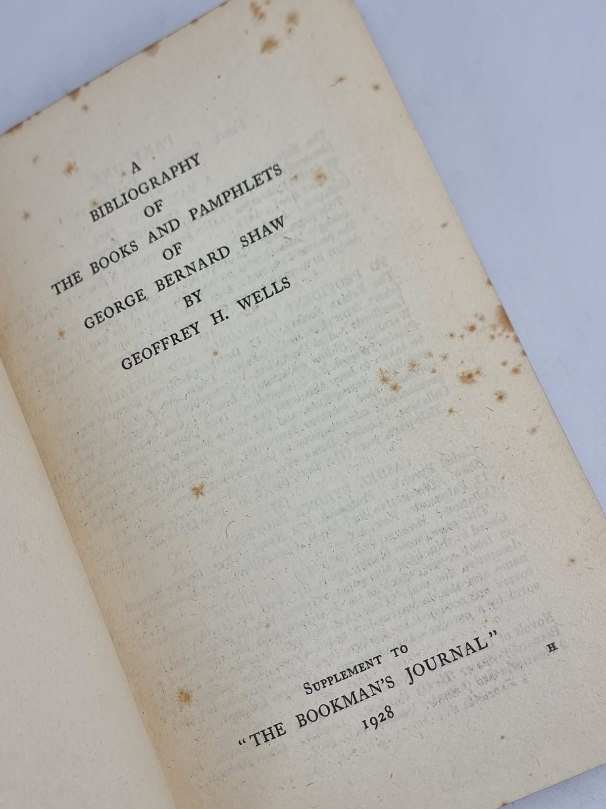 A Bibliography of the Books and Pamphlets of George Bernard Shaw — 1st Ed