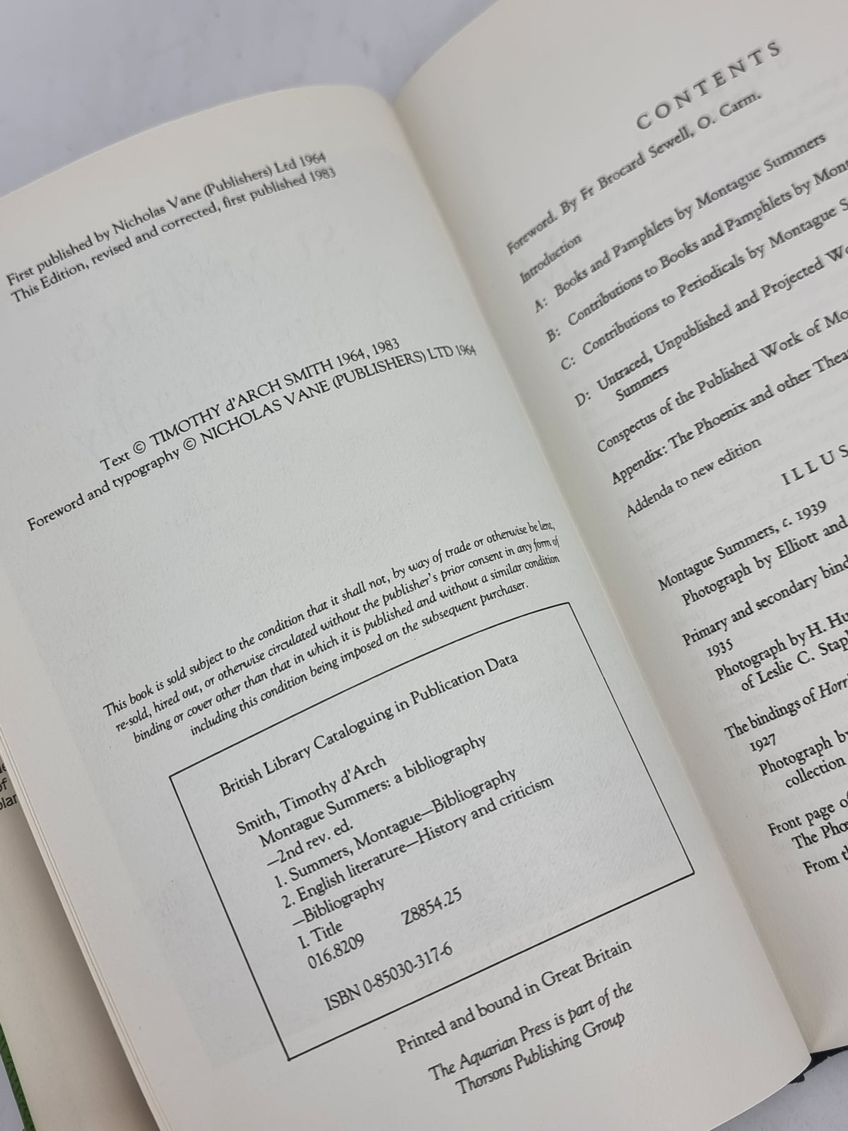 Montague Summers, A Bibliography, Timothy d'Arch Smith — 2nd Edition