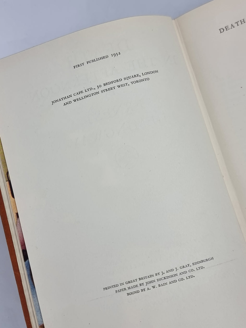 Death in the Afternoon, Ernest Hemingway — 1st UK Edition